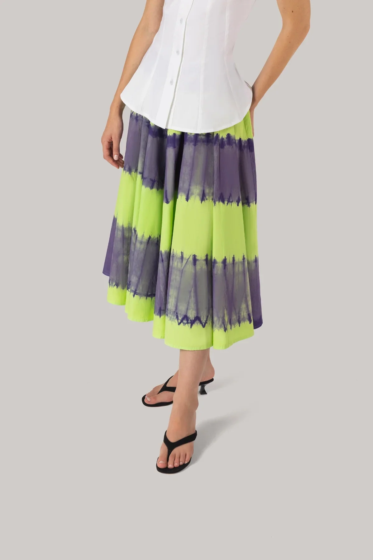 Saia Sharon Algodão Tie Dye Roxo e Verde - Image 2