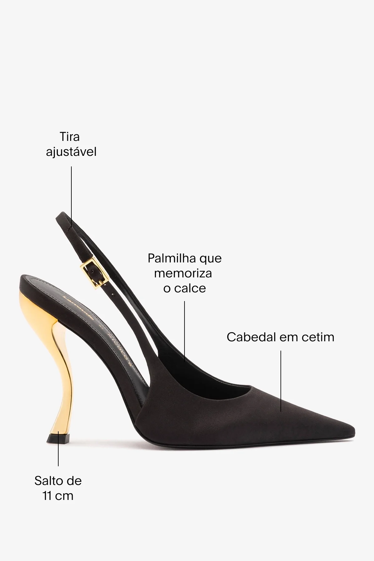 Larroudé x Nicolò B.: Slingback Grace Cetim Preto - Image 5