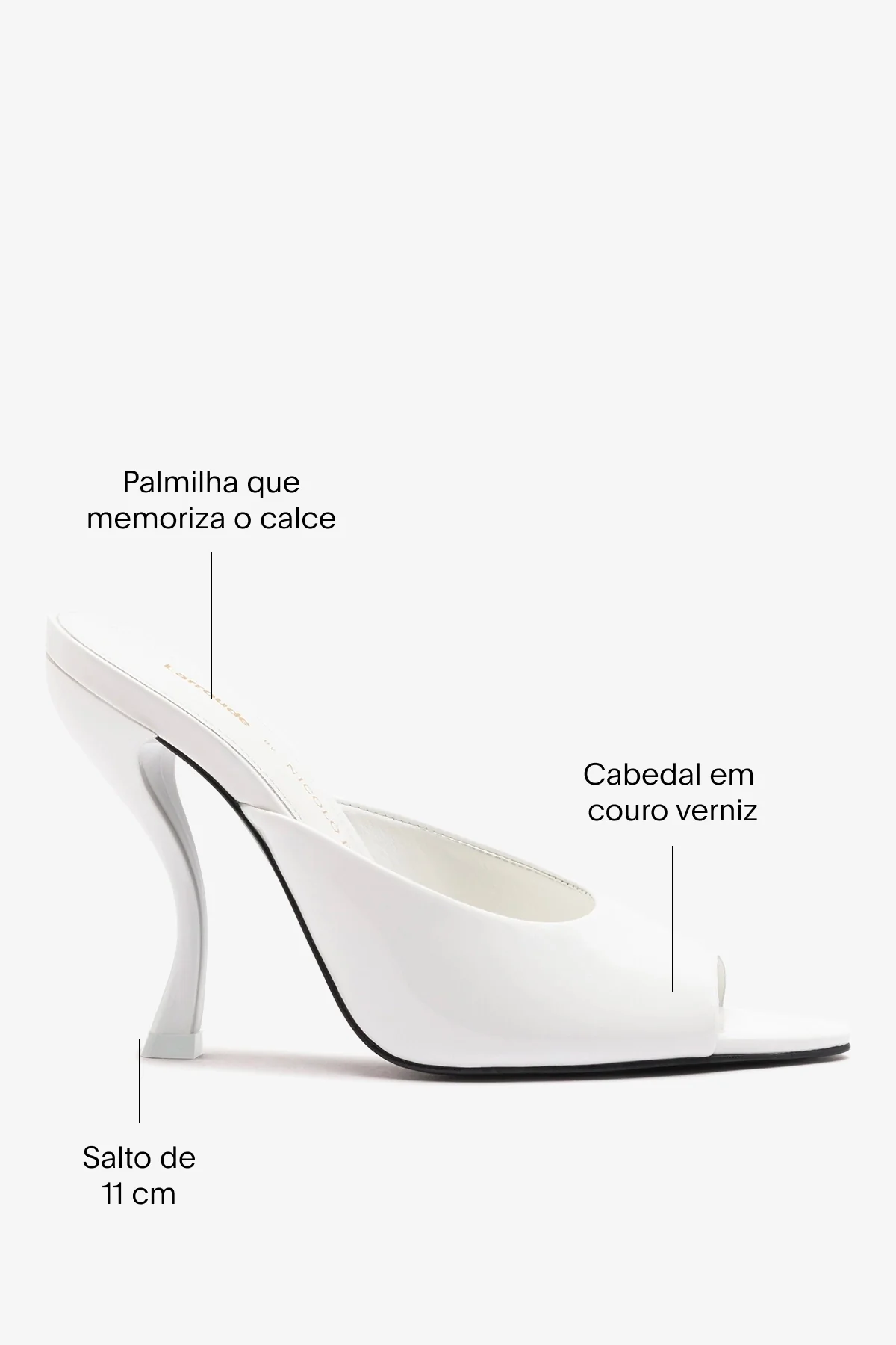 Larroudé x Nicolò B.: Mule Malibu Couro Verniz Branco - Image 5