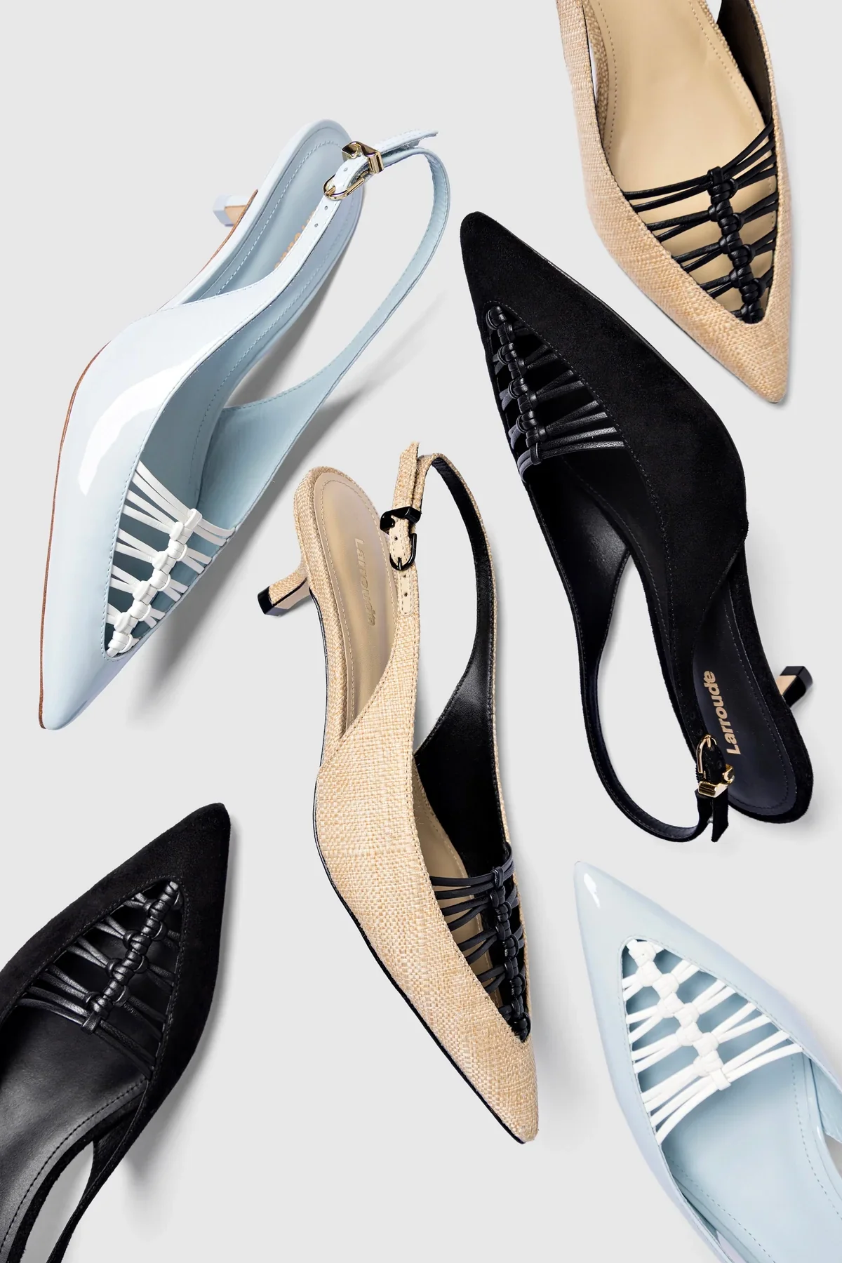 Slingback Nara Ráfia Bege e Couro Preto - Image 5