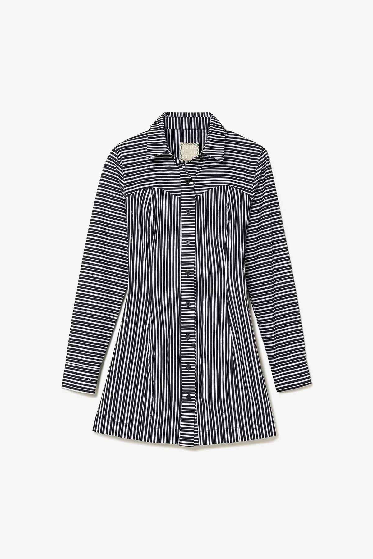 Vestido Bustiê Annie Algodão Listrado Preto e Branco