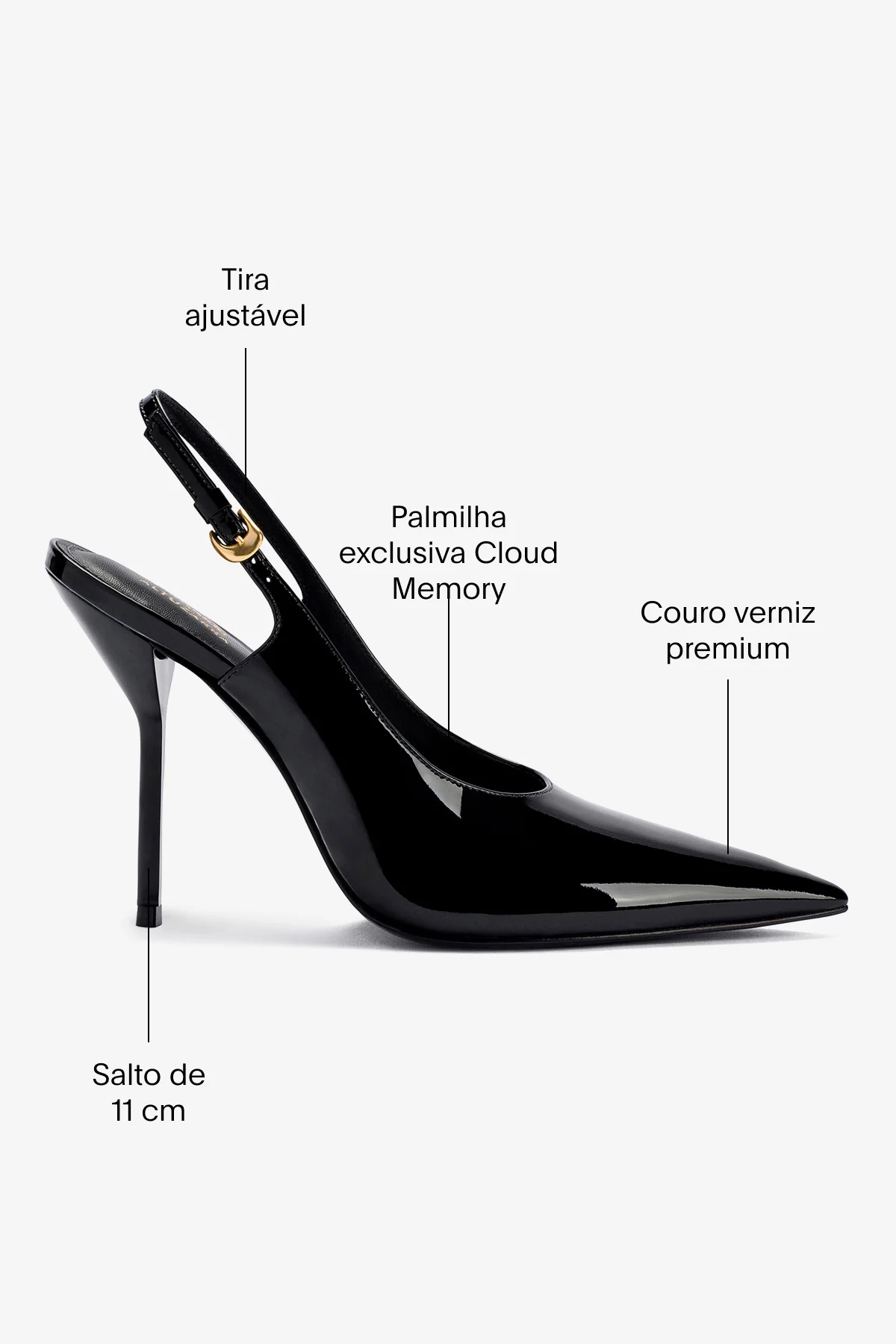 Larroudé x Altuzarra: Slingback Couro Verniz Preto - Image 5