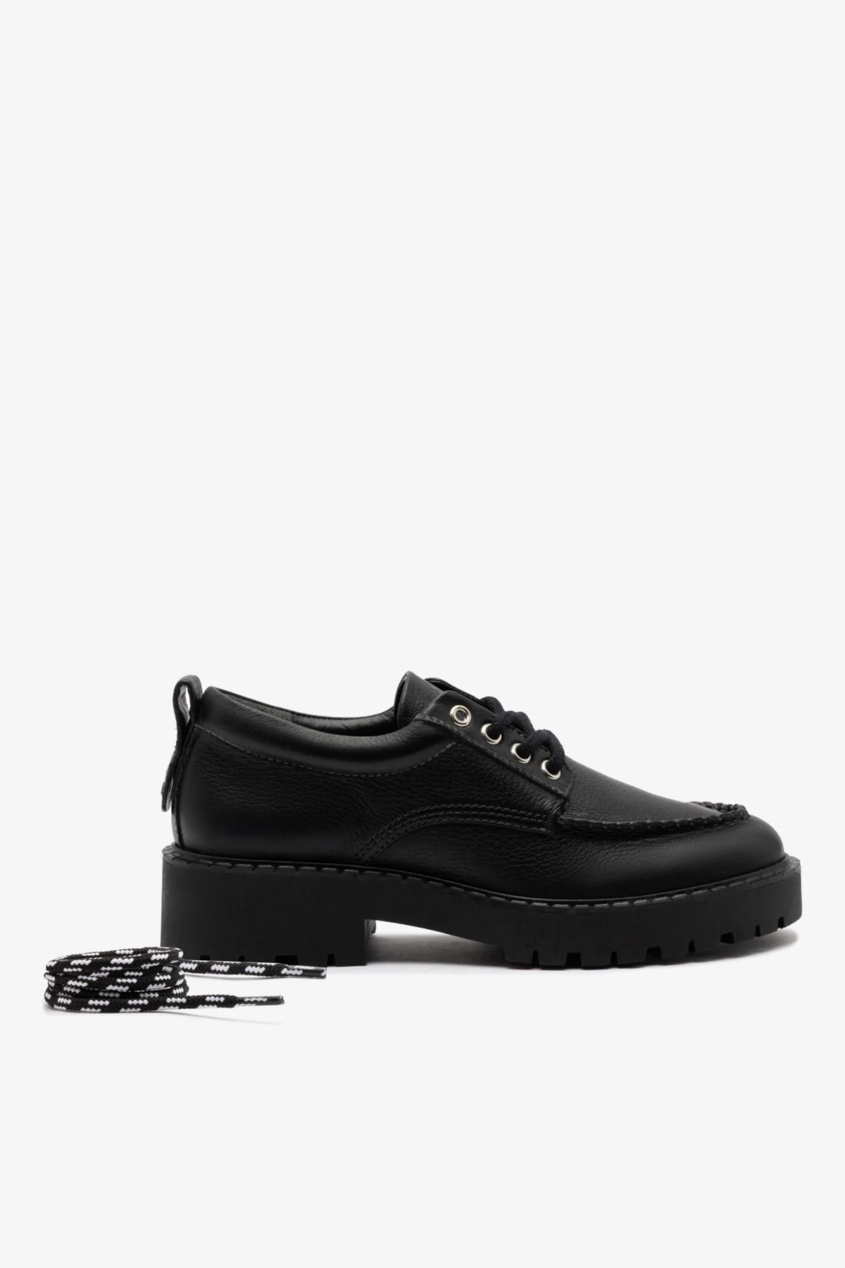 Mocassim Tratorado London Lace Up Couro Preto - Image 6