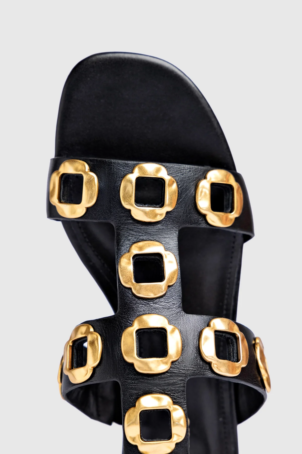 Sandália Gladiadora Flat Milan Couro Preto - Image 2