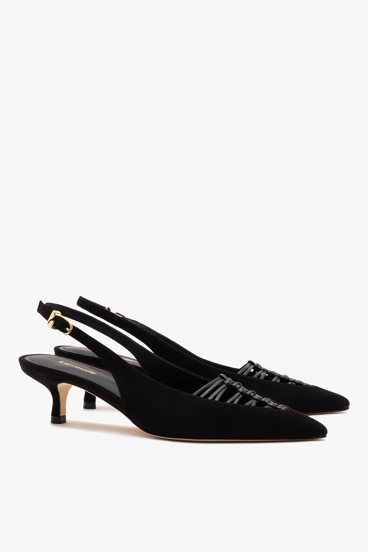 Slingback Nara Camurça e Couro Preto - Image 3