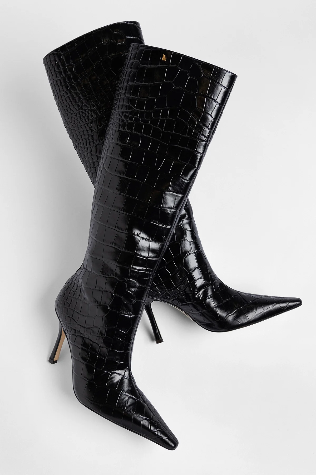 Bota Carine Couro Croco Preto - Image 3