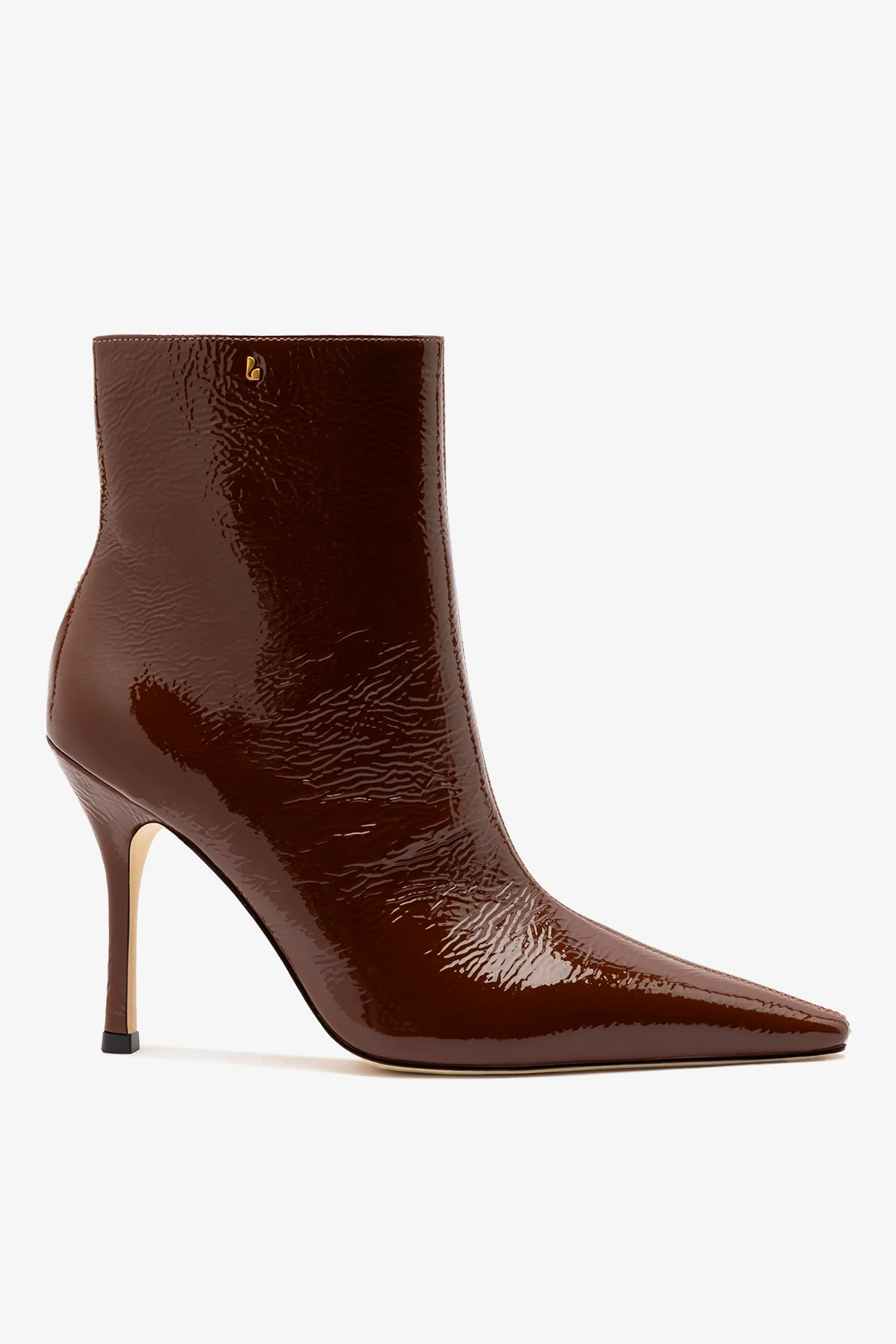 Bota Carine Mini Couro Verniz Marrom