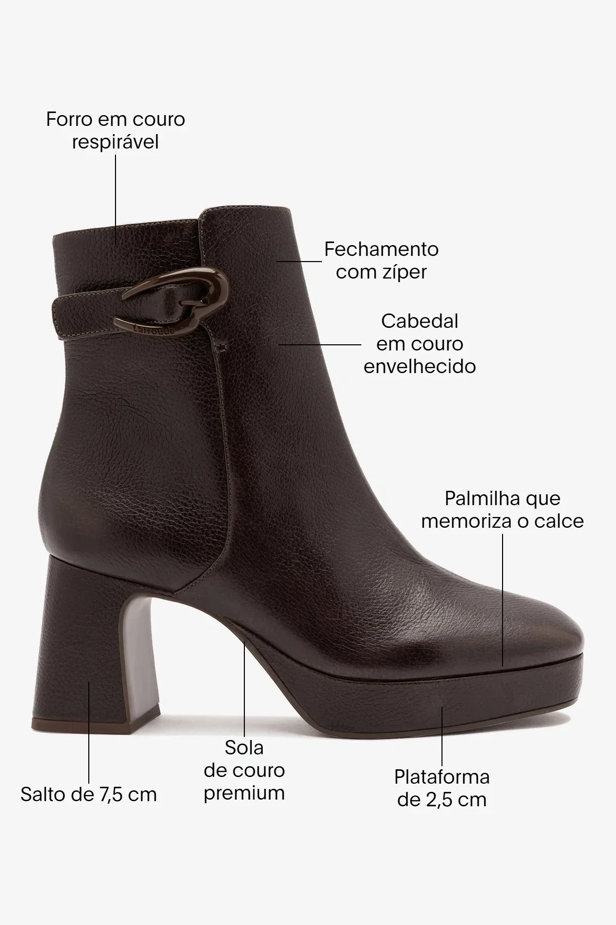 Bota Plataforma Dolly Verona Low Couro Marrom - Image 5