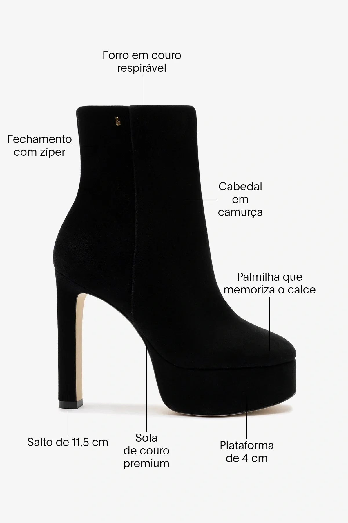 Bota Plataforma Romy Camurça Preto - Image 6