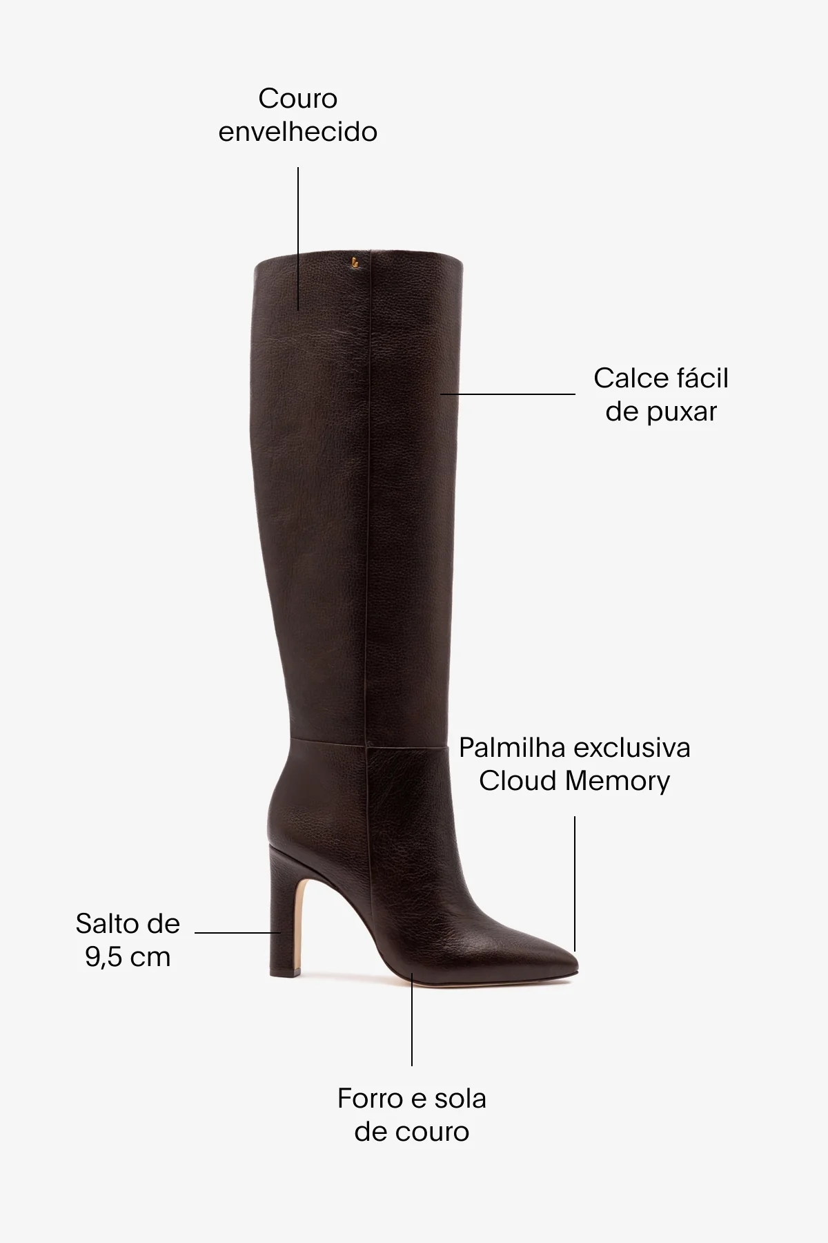Bota Cindy Hi Couro Marrom - Image 5