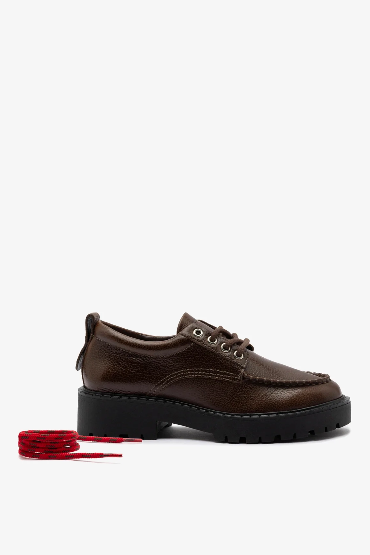 Mocassim Tratorado London Lace Up Couro Marrom - Image 5