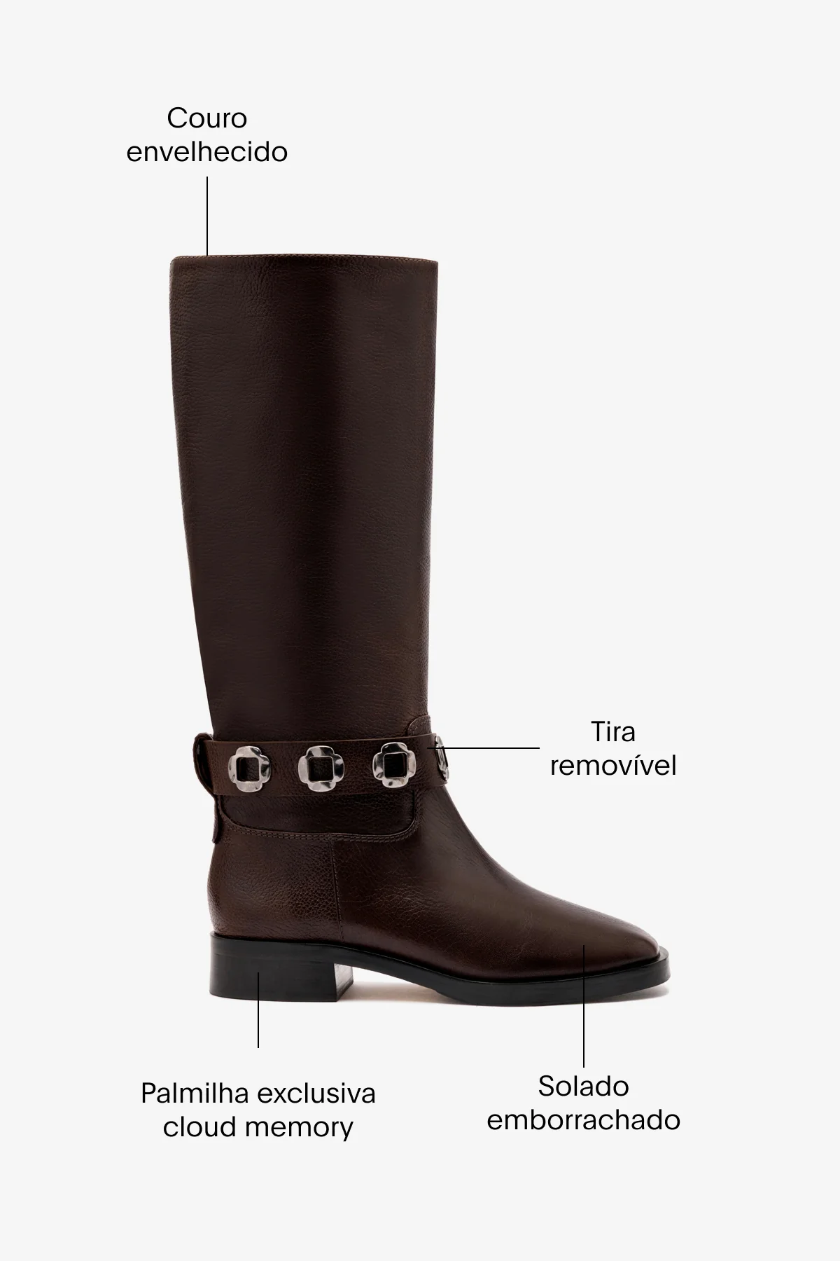Bota Flat Milan Couro Marrom - Image 5