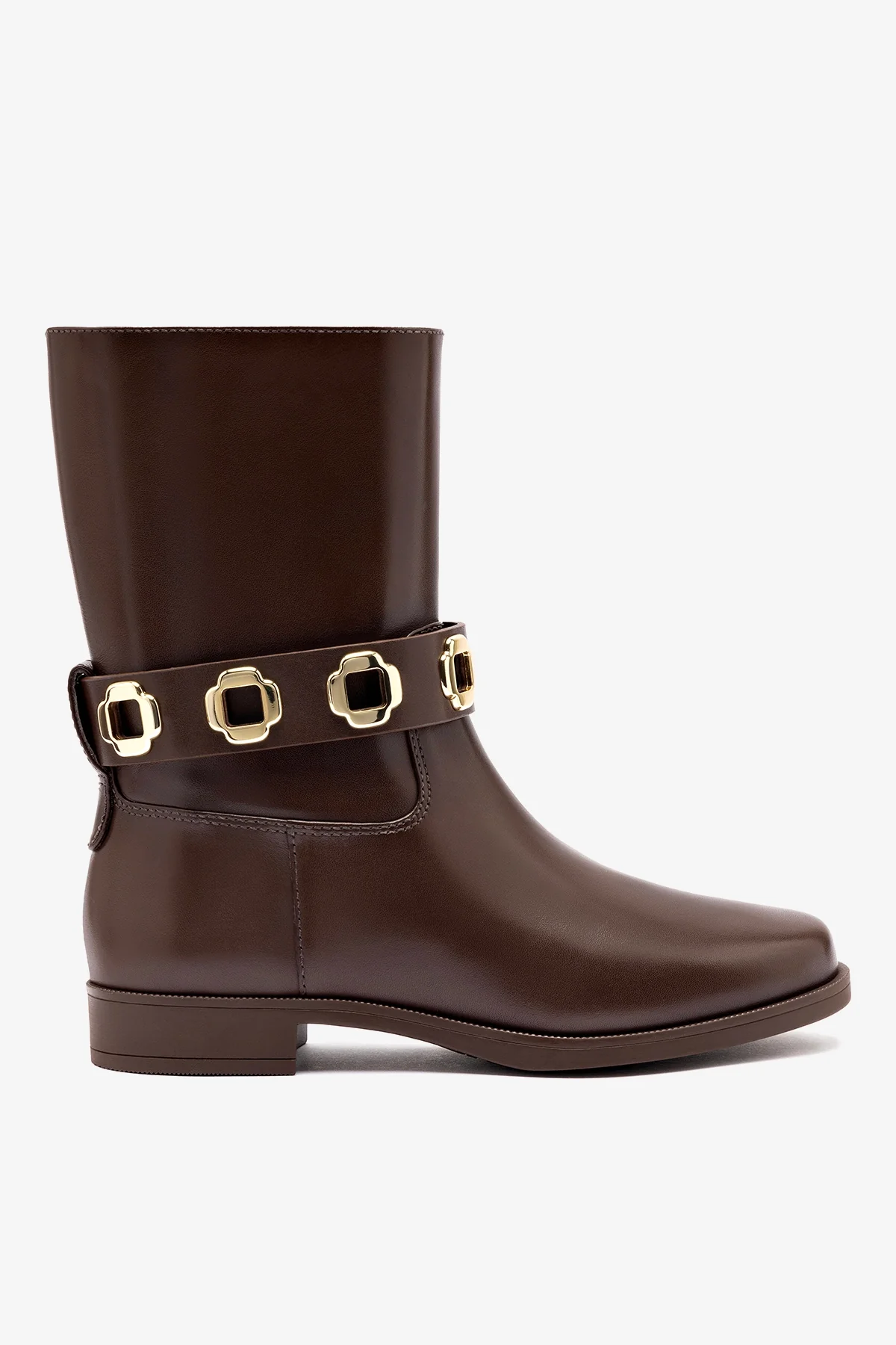 Bota Flat Milan Couro Impermeável Marrom