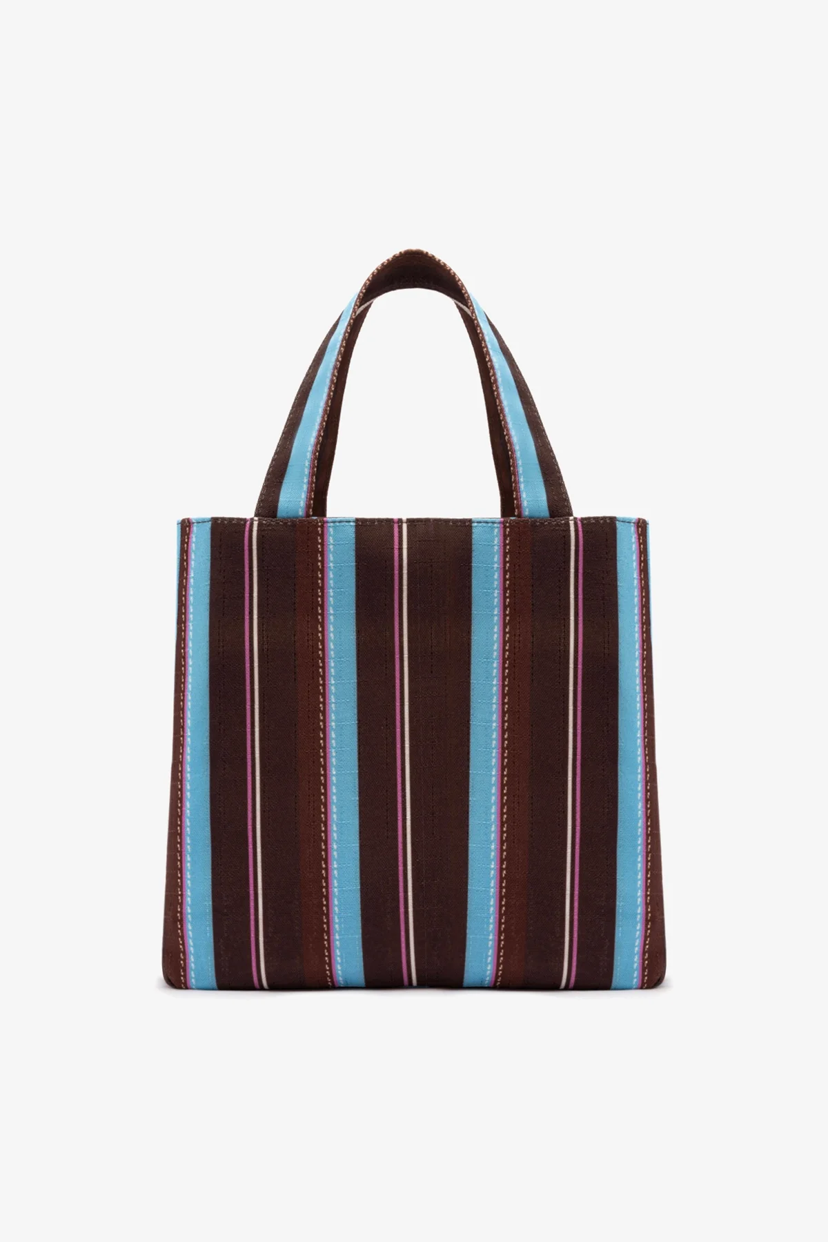 Bolsa Tote Bag Poppy Mini Ráfia Listrada Marrom - Image 8