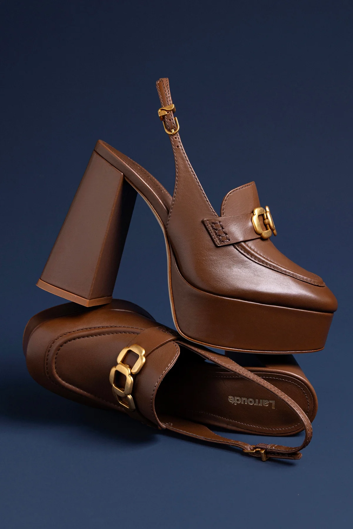 Slingback Plataforma Harrington Hi Couro Marrom - Image 2