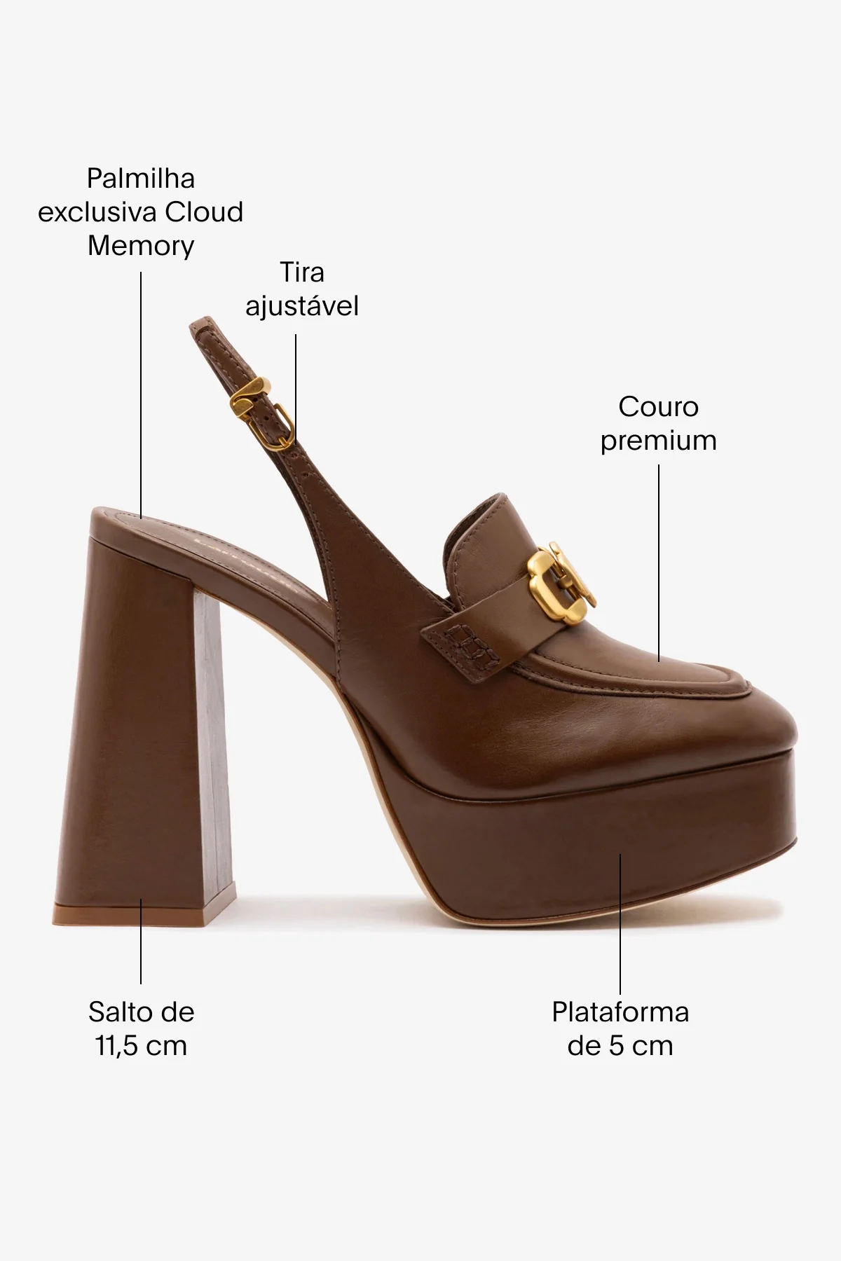 Slingback Plataforma Harrington Hi Couro Marrom - Image 5