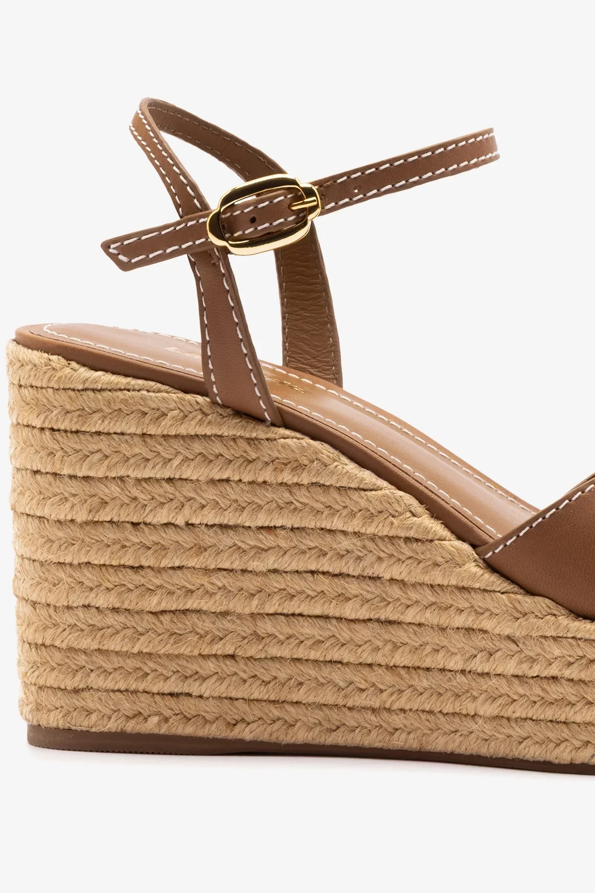 Sandália Anabela Espadrille Bianca Couro Caramelo - Image 4