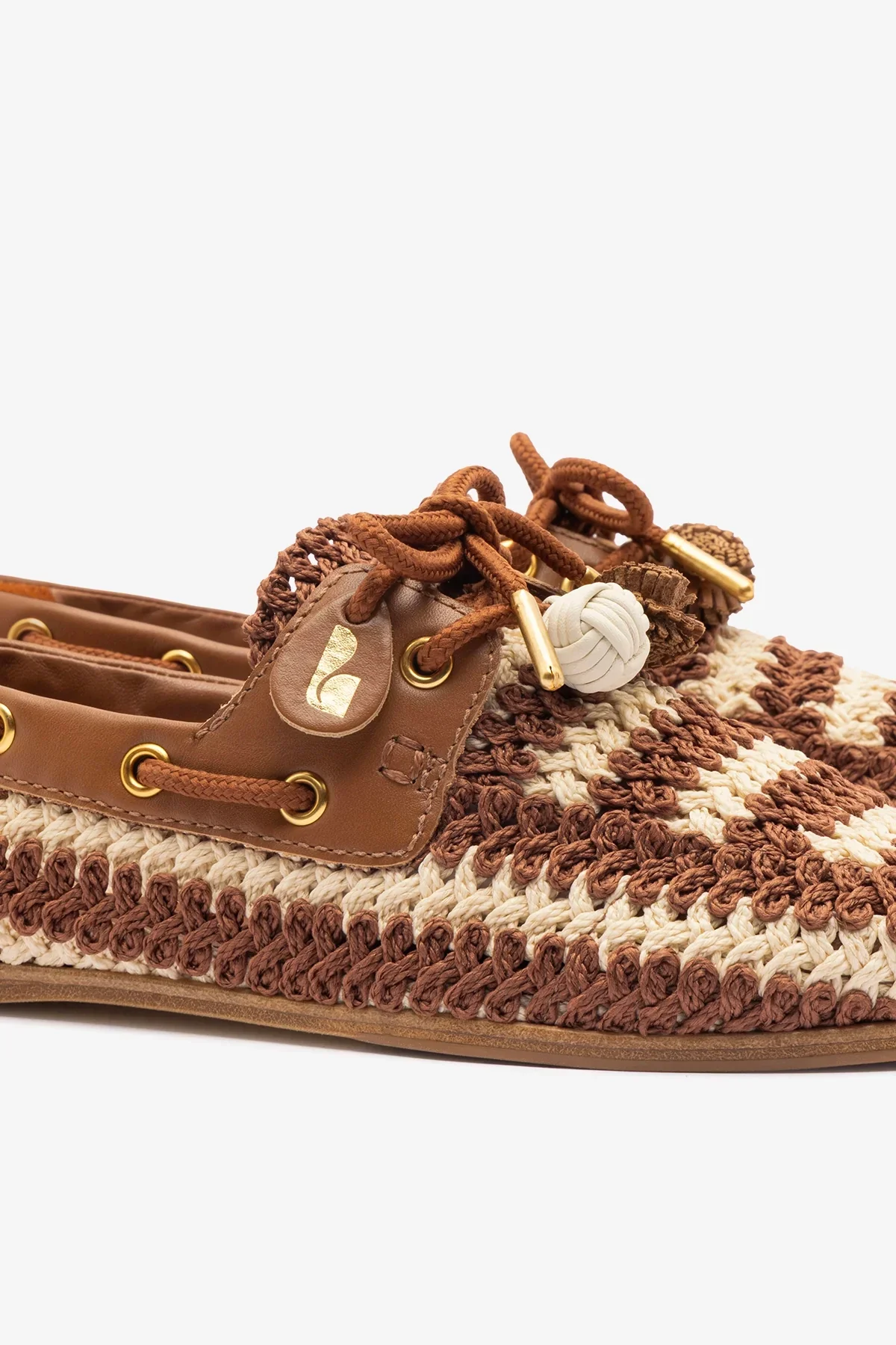 Mocassim Boat Shoe Cyprus Crochê e Couro Caramelo - Image 4