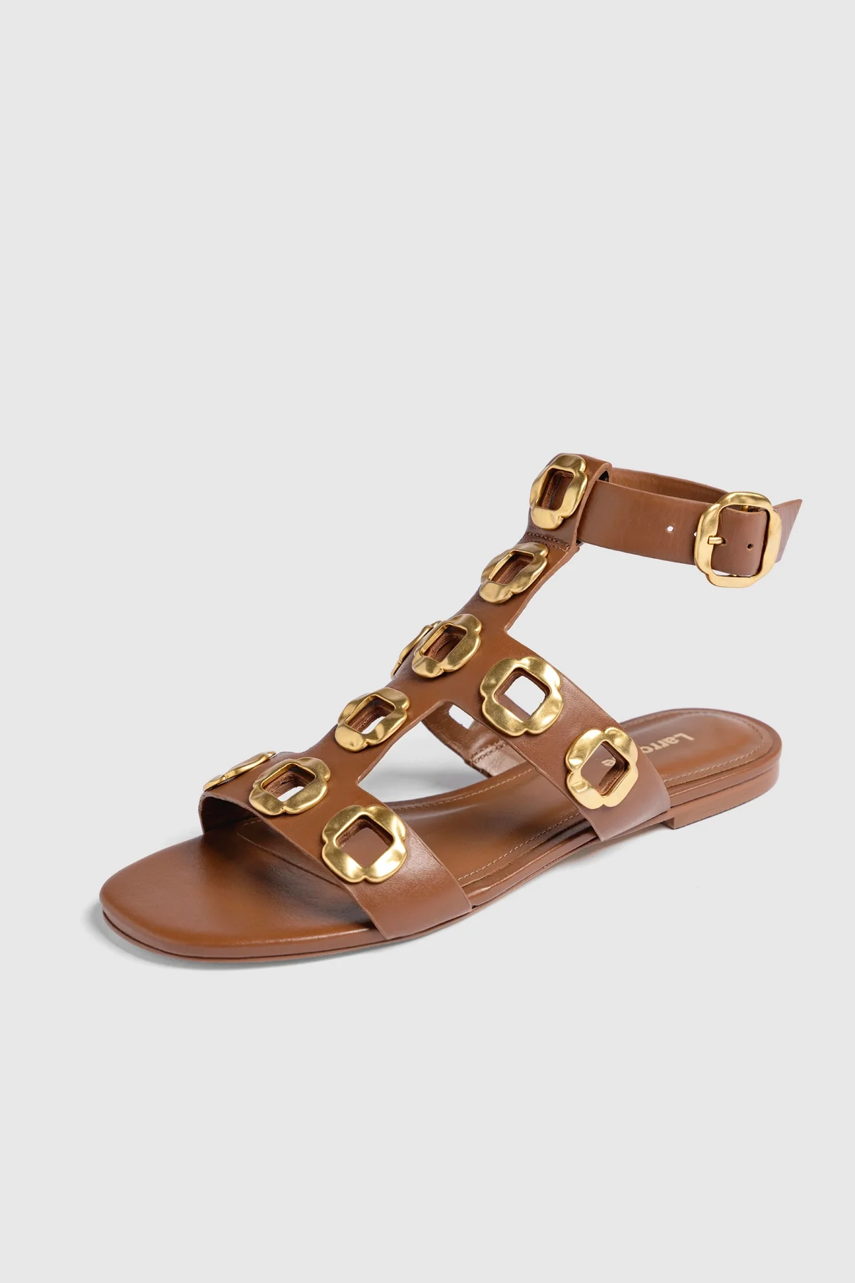 Sandália Gladiadora Flat Milan Couro Caramelo - Image 6