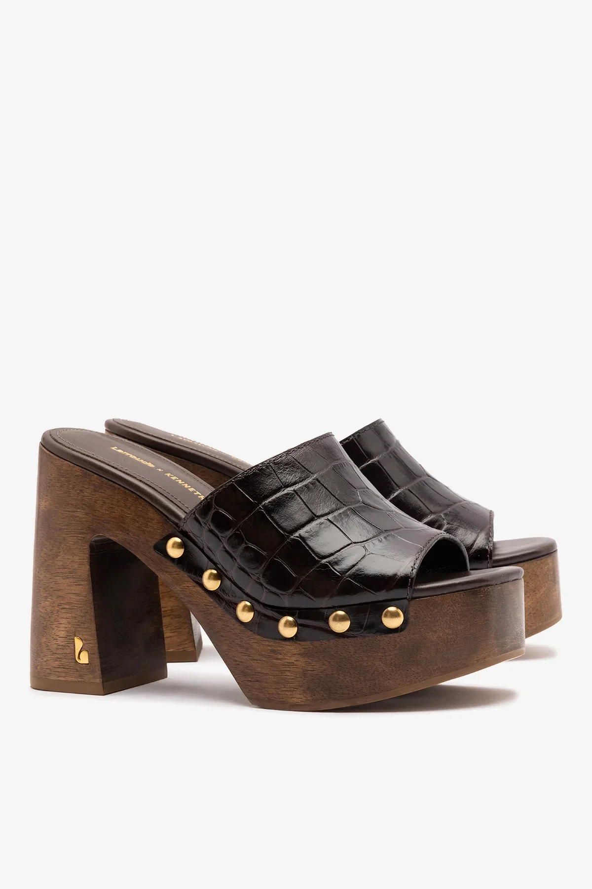 Larroudé x Kenneth Cole: Mule Couro Croco Marrom - Image 3