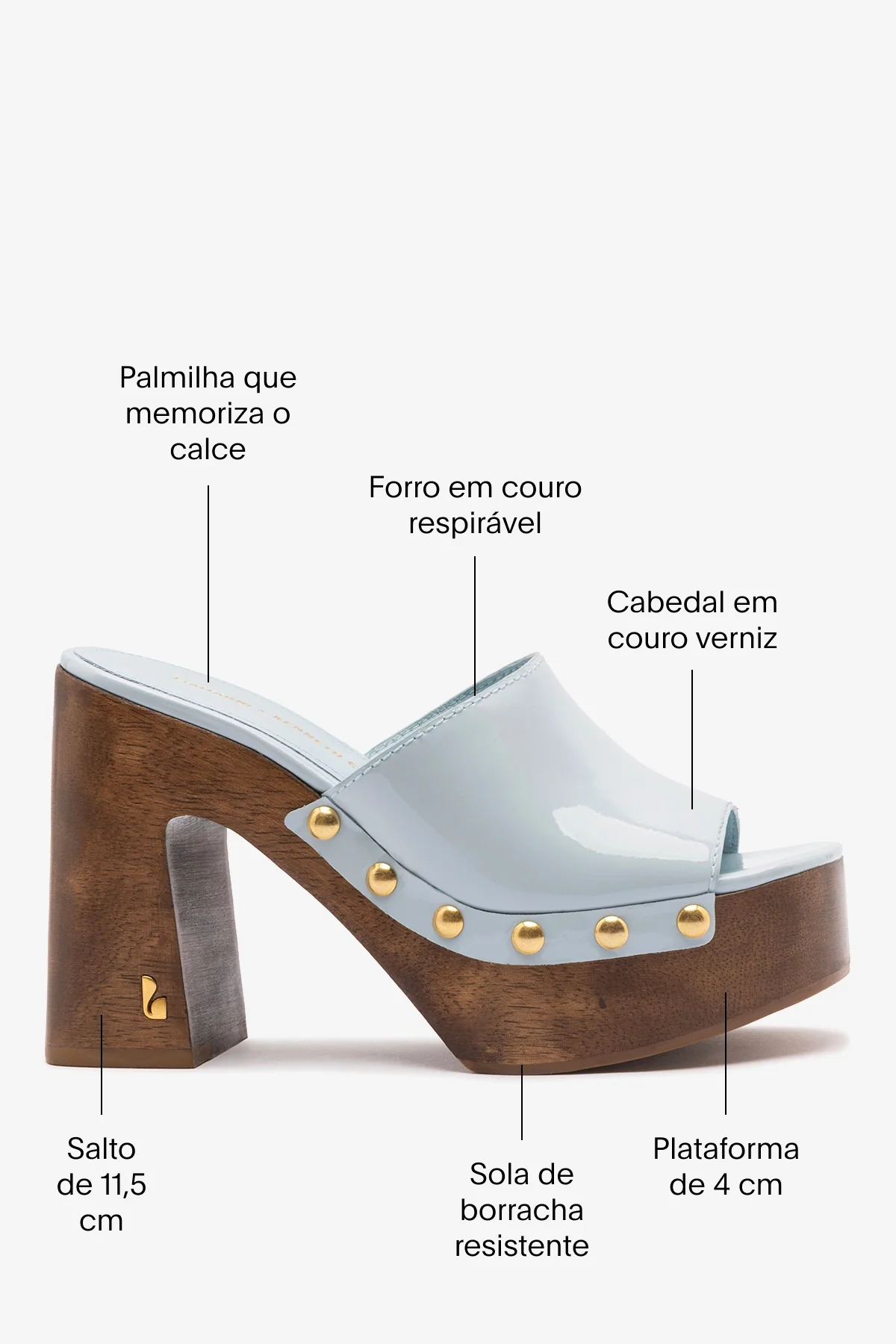 Larroudé x Kenneth Cole: Mule Couro Verniz Azul - Image 4