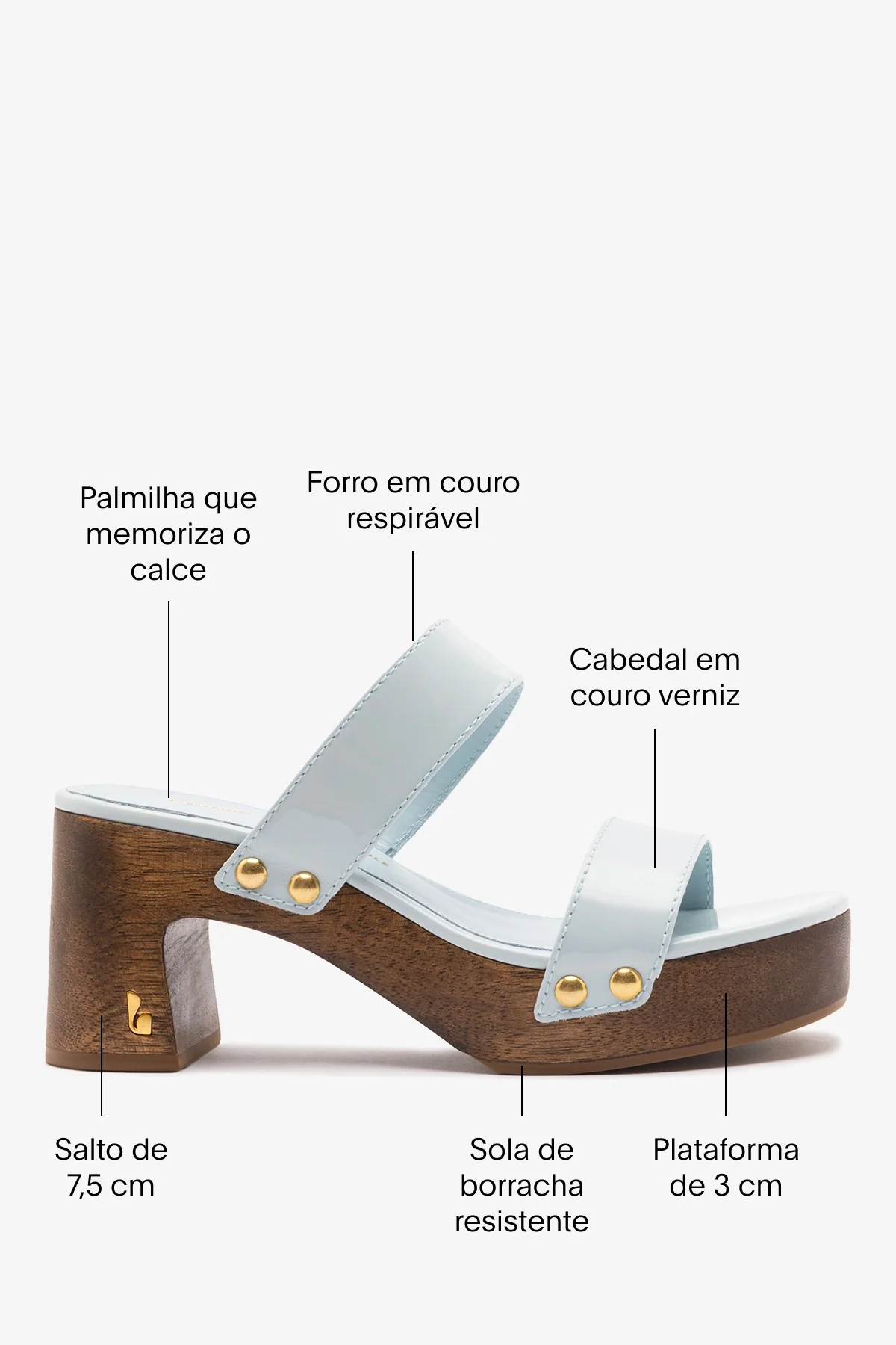 Larroudé x Kenneth Cole: Mule Couro Verniz Azul - Image 5