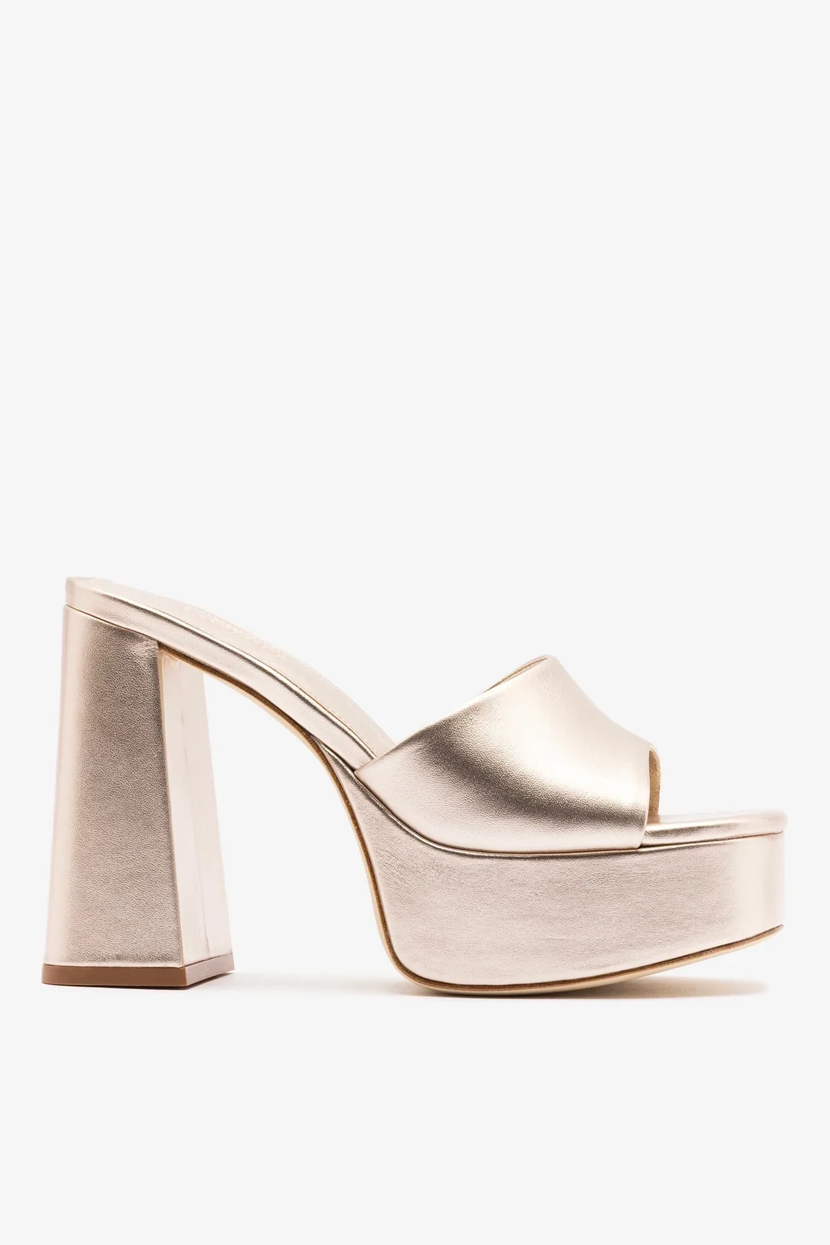 Mule Plataforma Dolly Couro Champagne