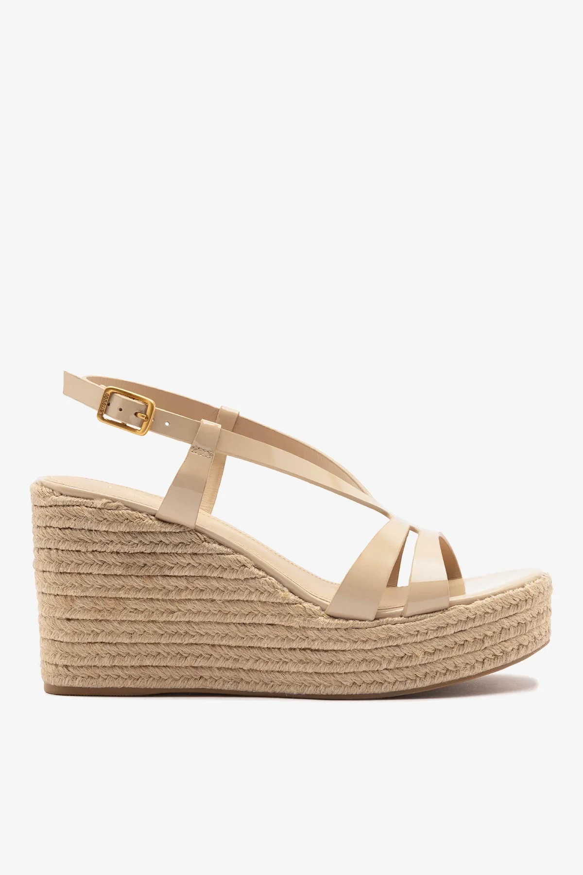 Sandália Espadrille Daphne Couro Verniz Bege