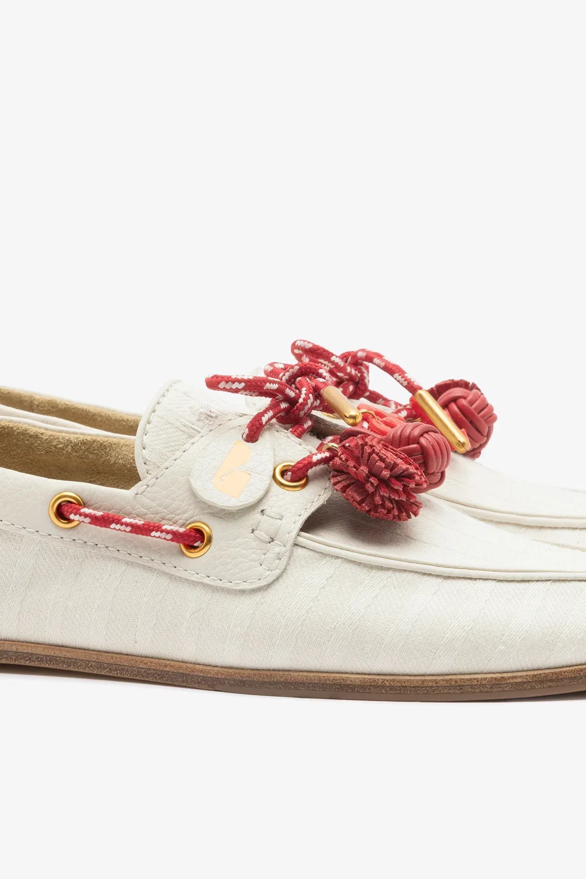 Mocassim Boat Shoe Cyprus Lona Listrada Off White - Image 4