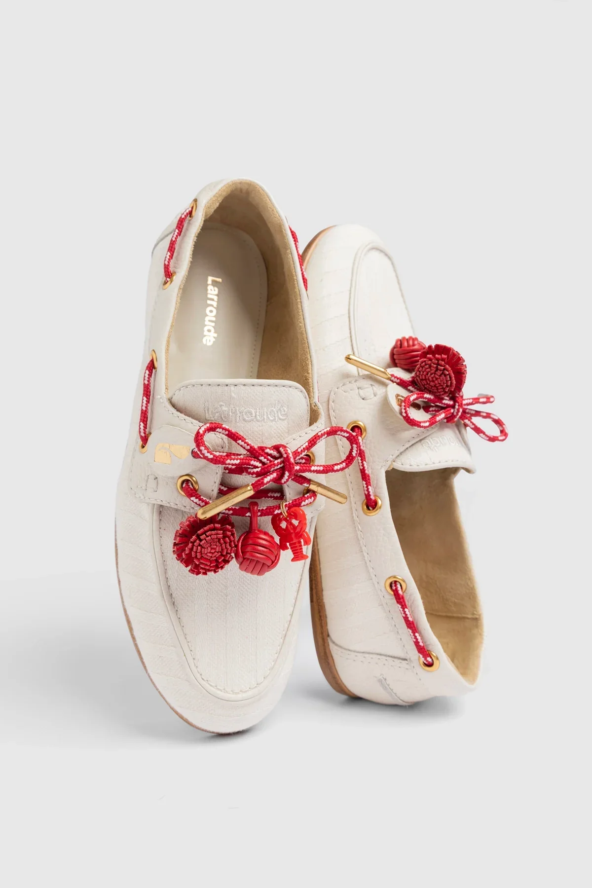 Mocassim Boat Shoe Cyprus Lona Listrada Off White - Image 5