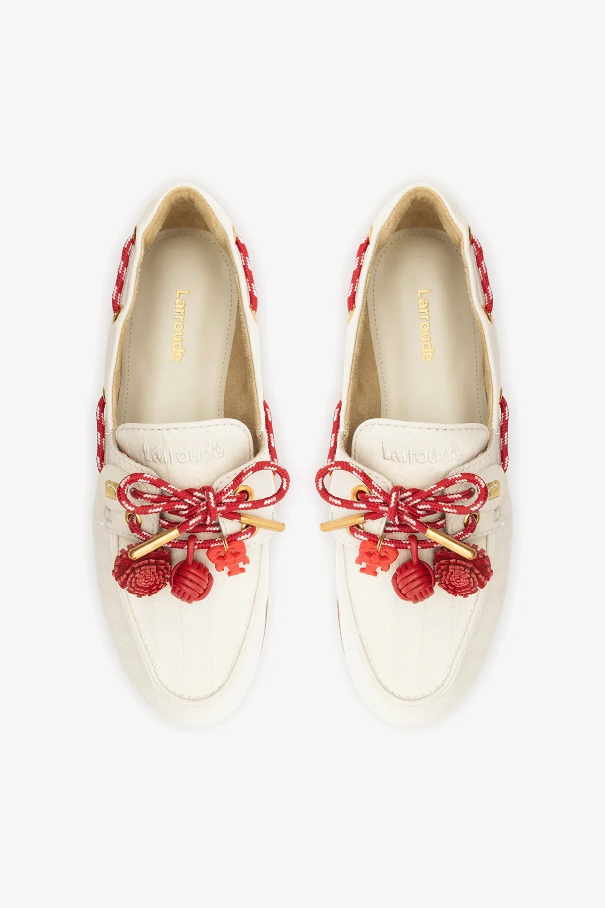 Mocassim Boat Shoe Cyprus Lona Listrada Off White - Image 6