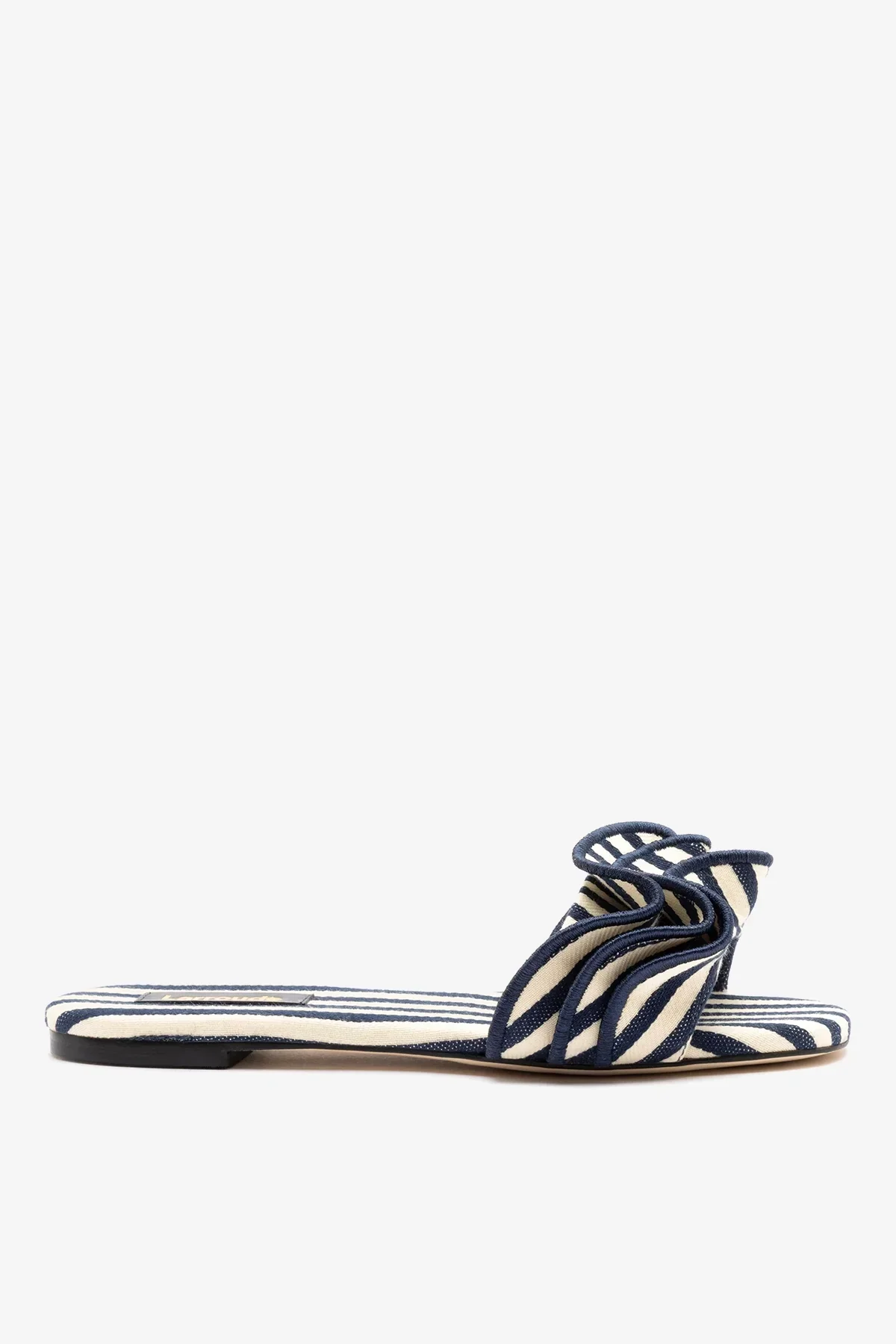 Flat Ivy Lona Listrado Azul e Babados