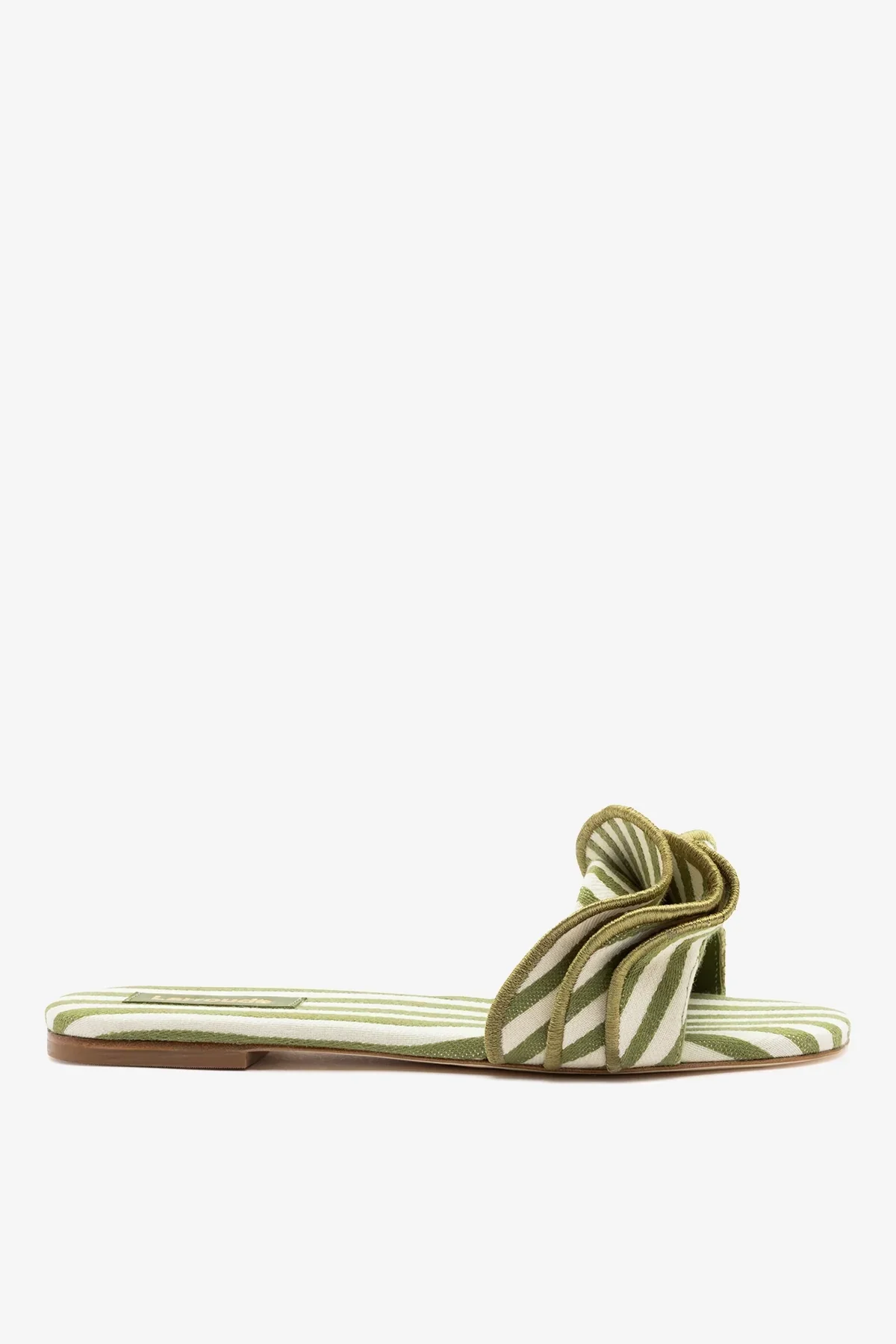 Flat Ivy Lona Listrado Verde e Babados