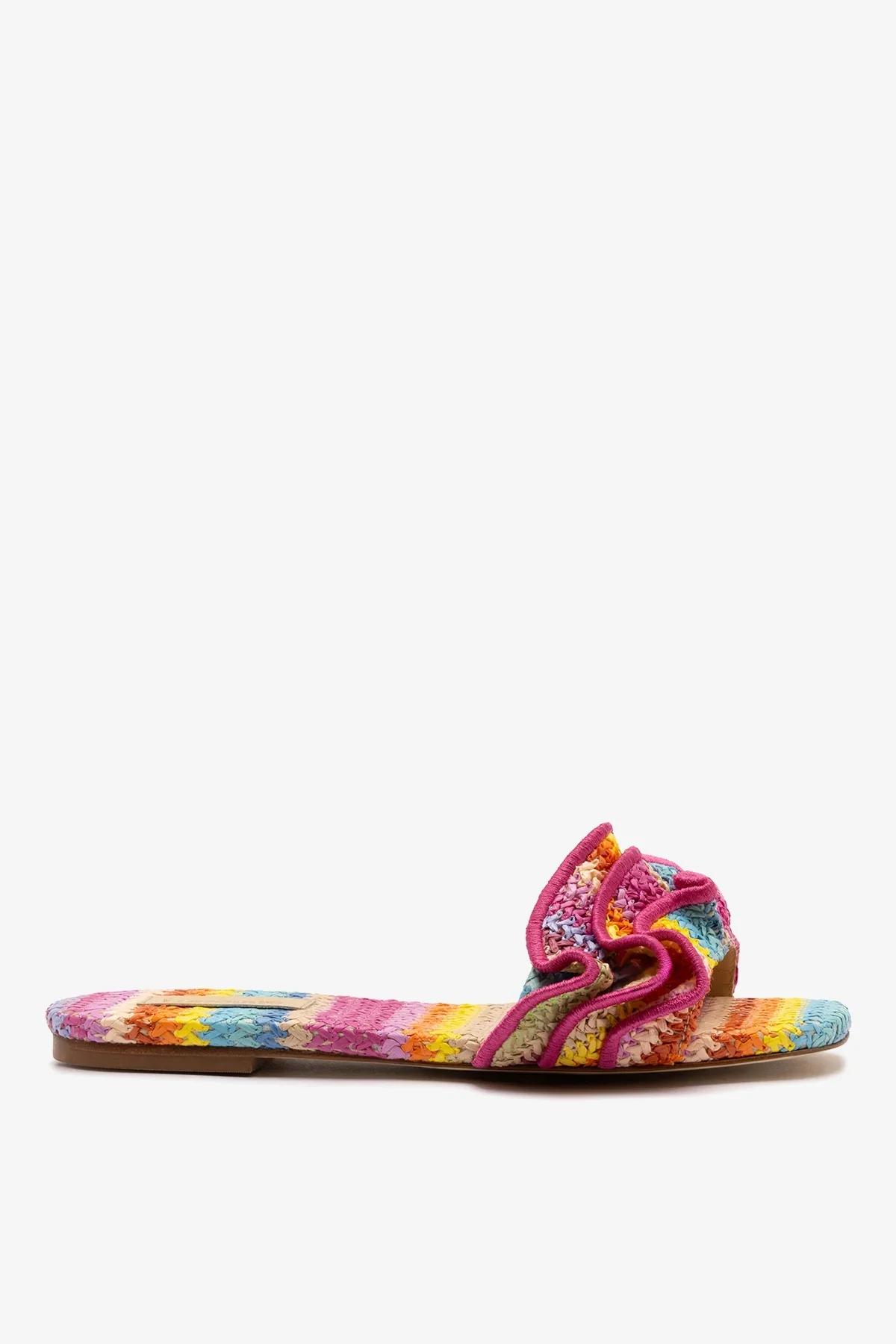 Flat Ivy Ráfia Multicor e Babados