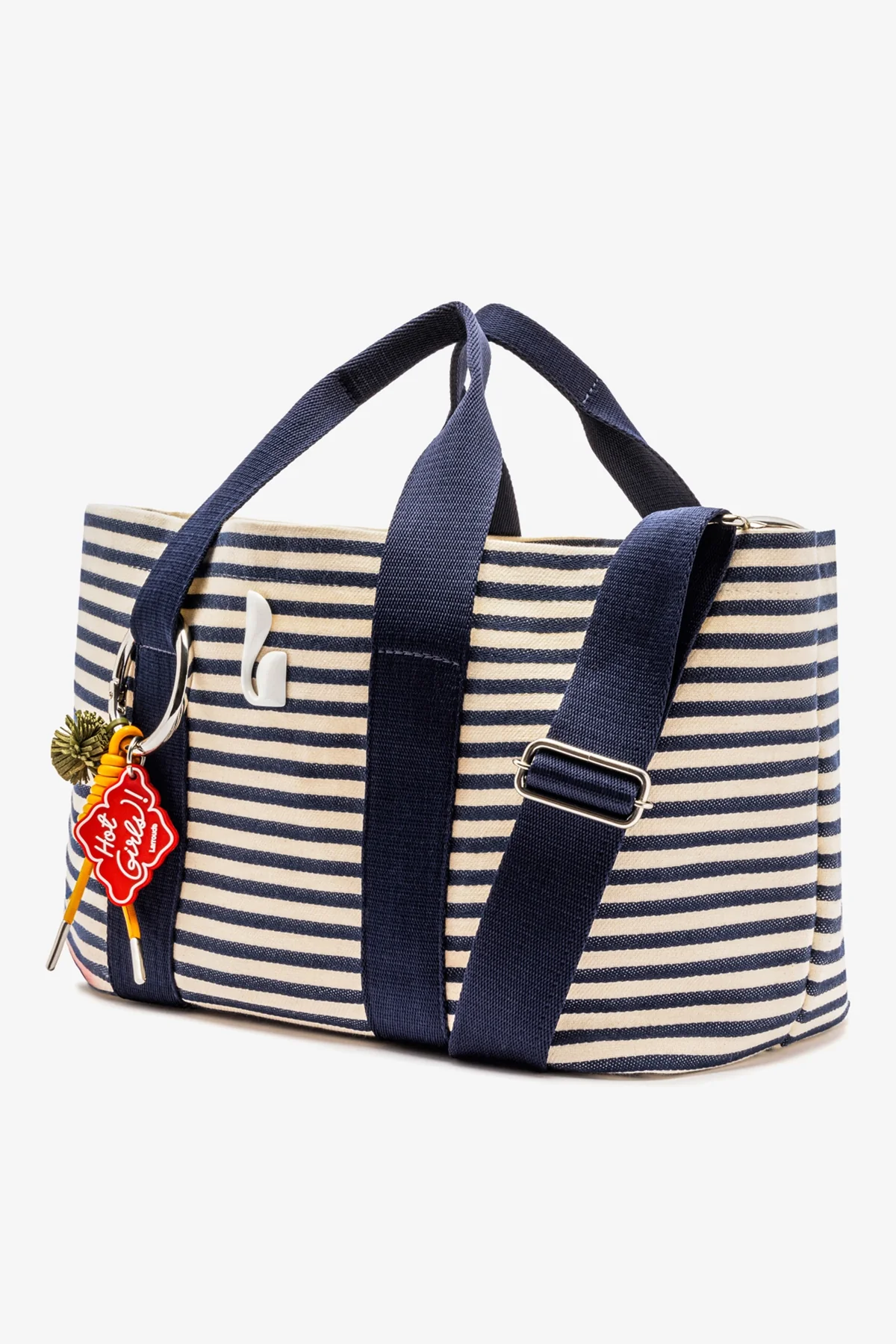 Bolsa Tote Bag Americana Lona Listrada Azul e Natural - Image 3