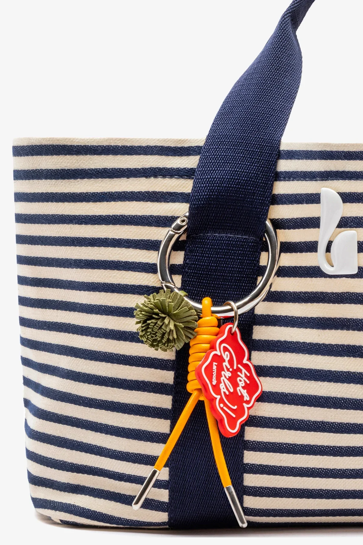 Bolsa Tote Bag Americana Lona Listrada Azul e Natural - Image 4