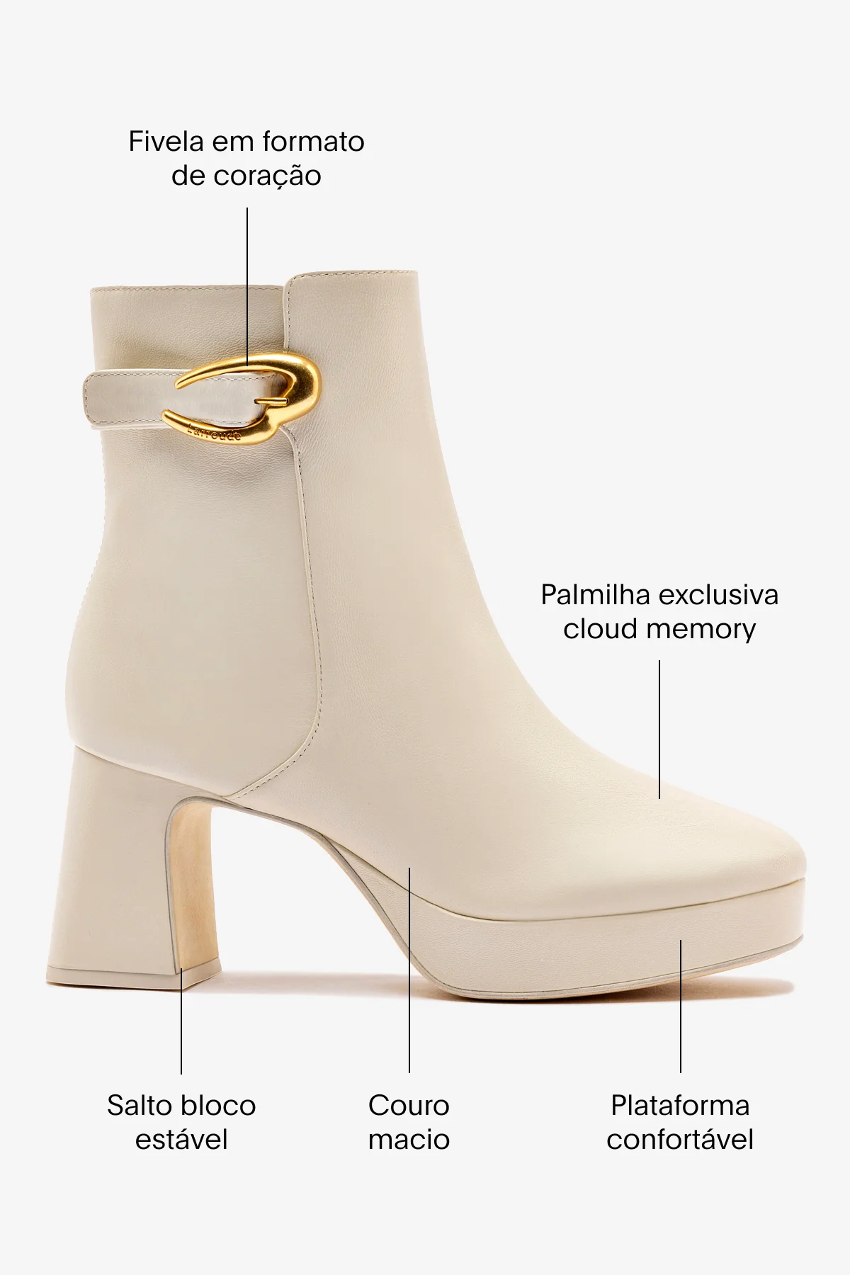Bota Plataforma Dolly Verona Low Couro Off White - Image 5