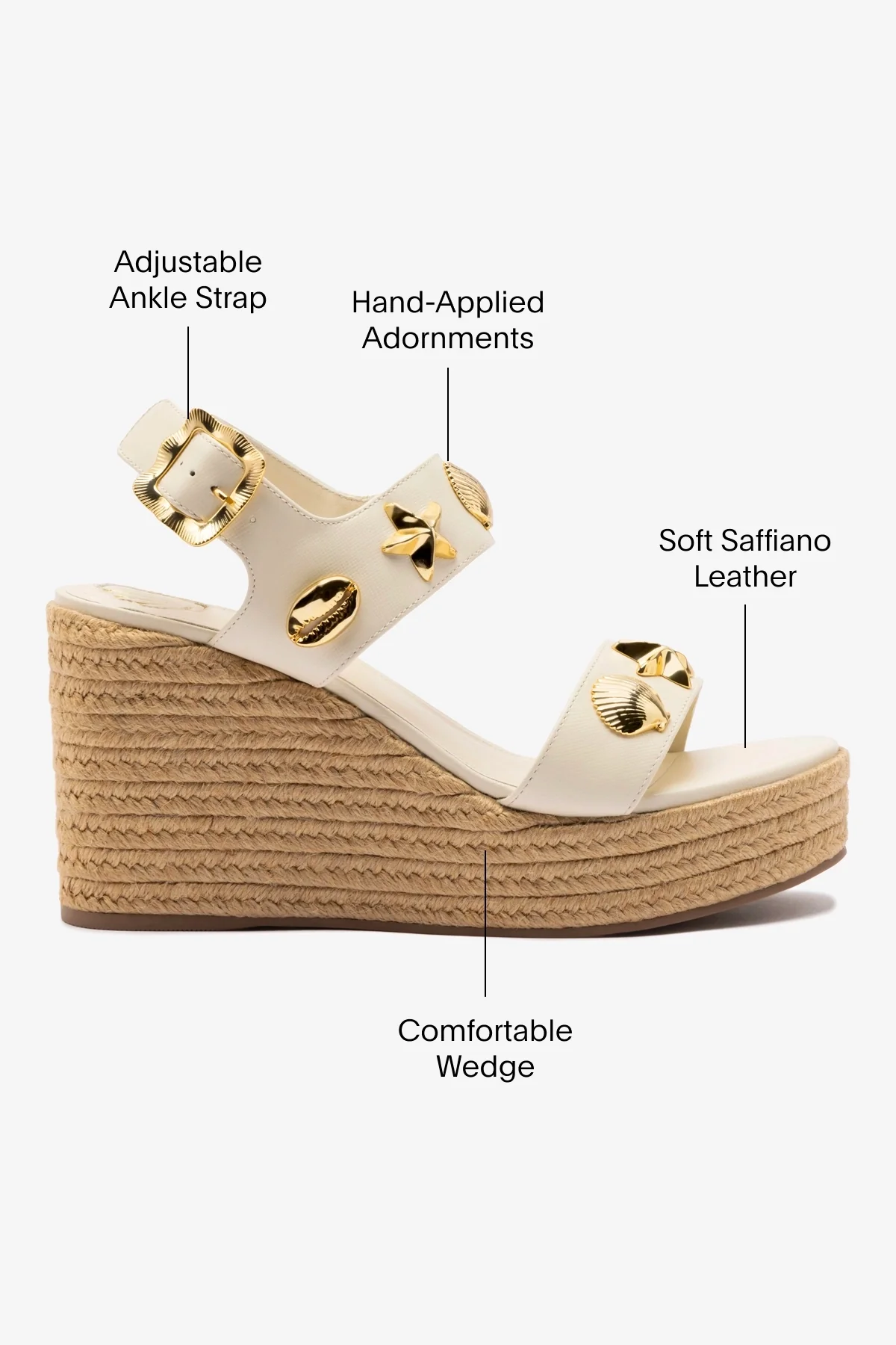 Sandália Anabela Madison Couro Off White - Image 5