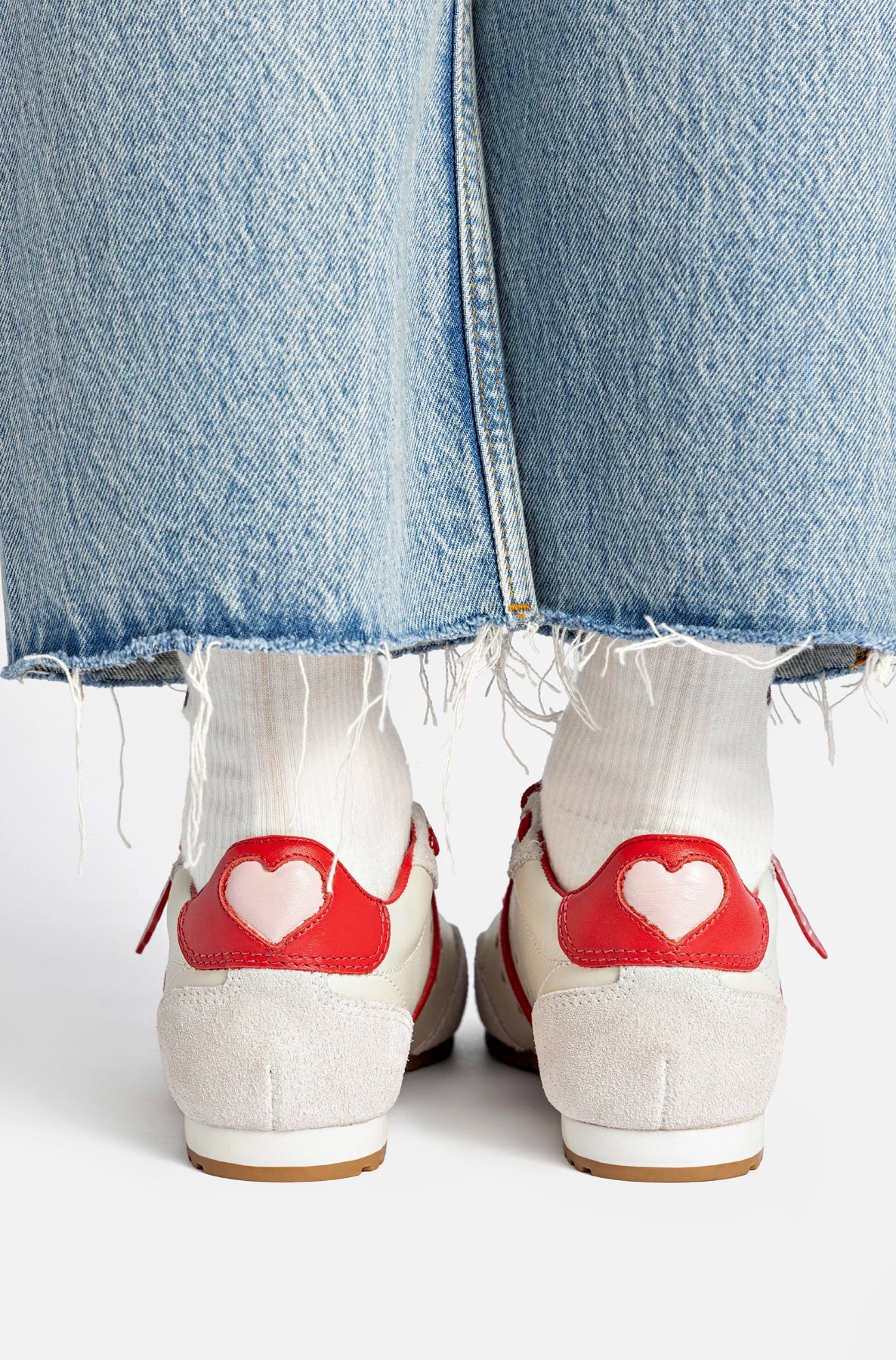 Tênis Stella Amore Couro Off White e Camurça Vermelho - Image 2