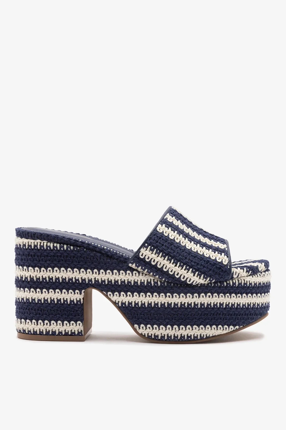 Mule Miso Crochê Listrado Azul