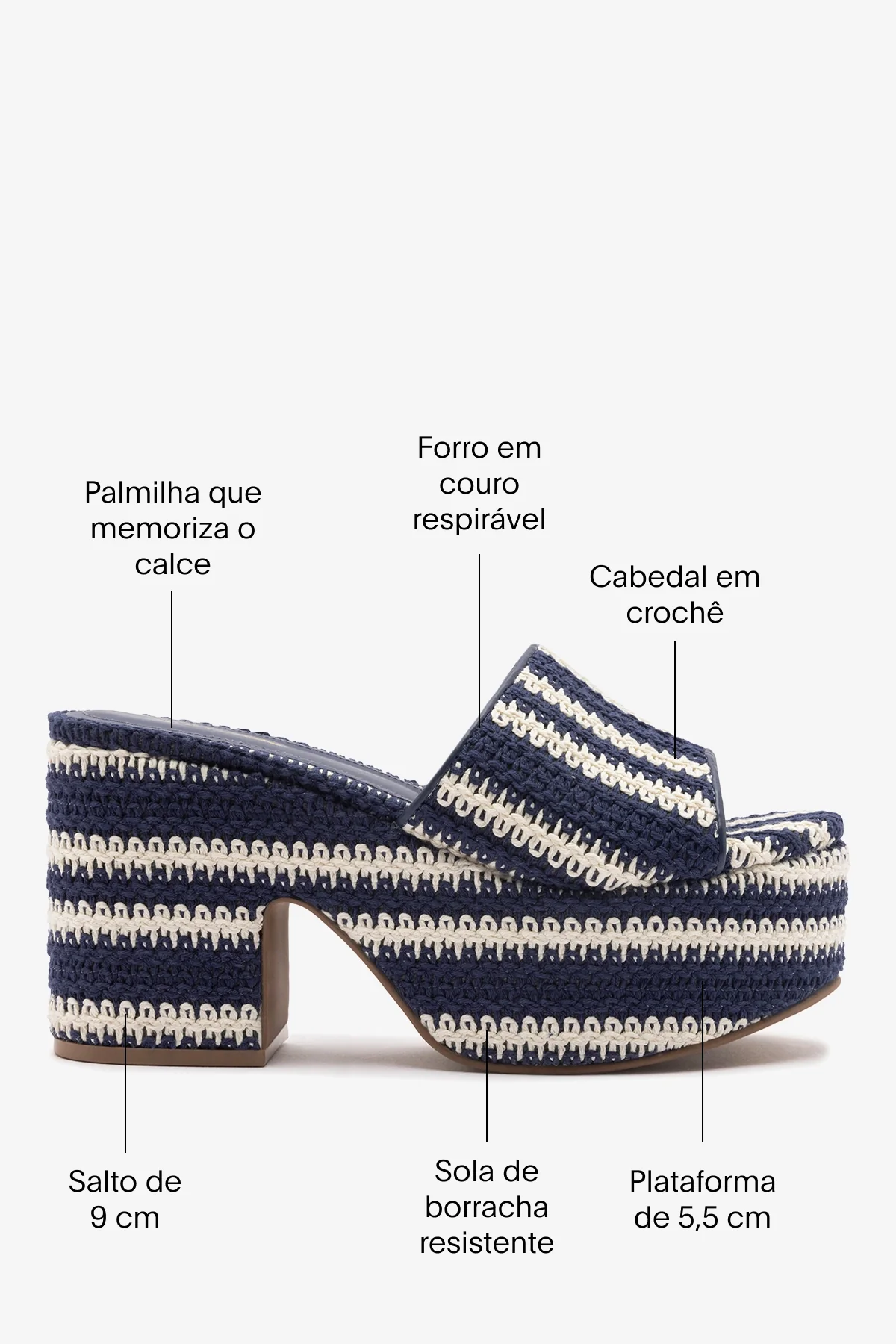 Mule Miso Crochê Listrado Azul - Image 5