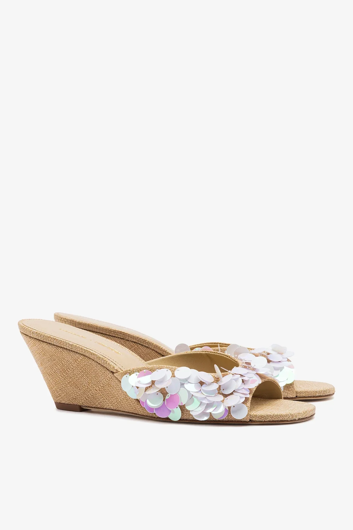 Larroudé x Ciao Lucia: Mule Anabela Madalena Ráfia Bege - Image 3