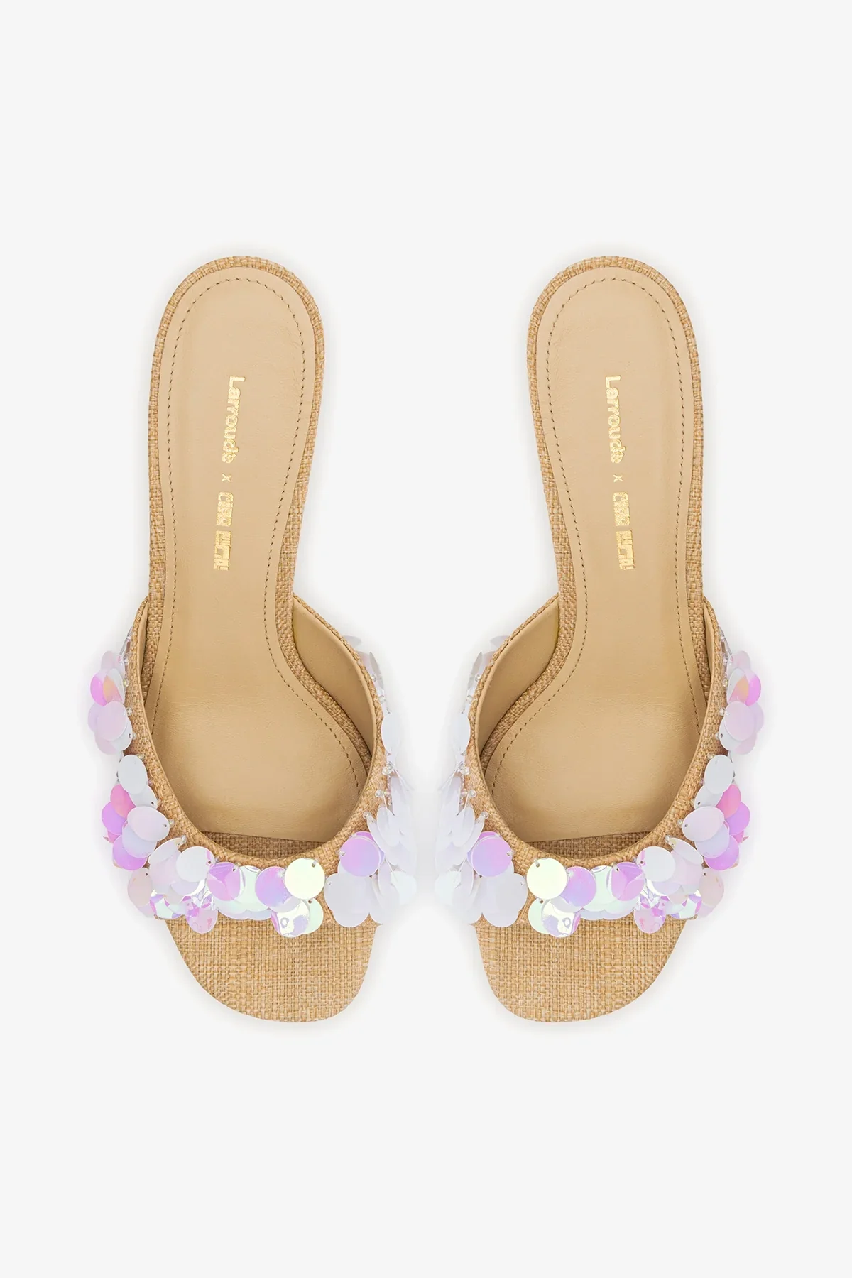 Larroudé x Ciao Lucia: Mule Anabela Madalena Ráfia Bege - Image 6