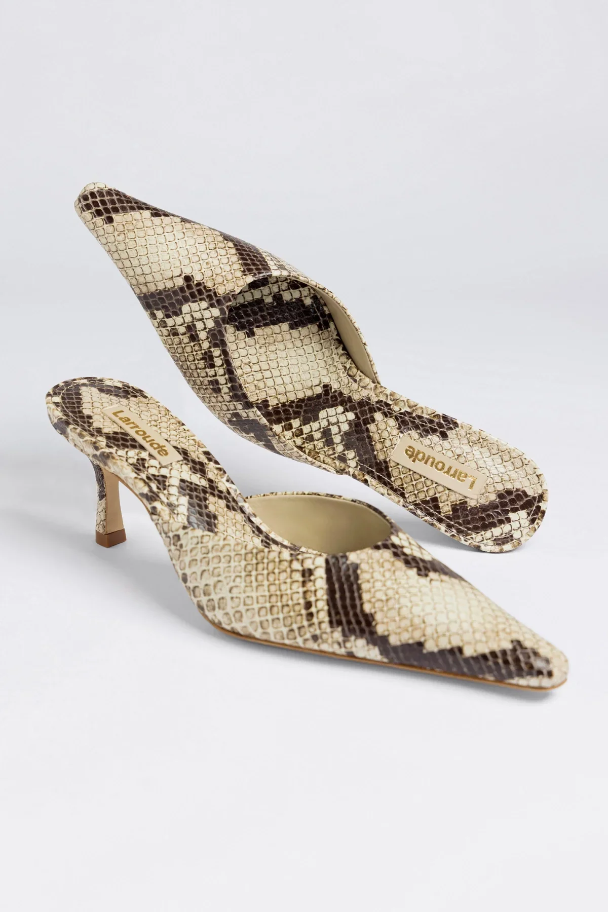 Mule Carine Couro Cobra Bege - Image 4
