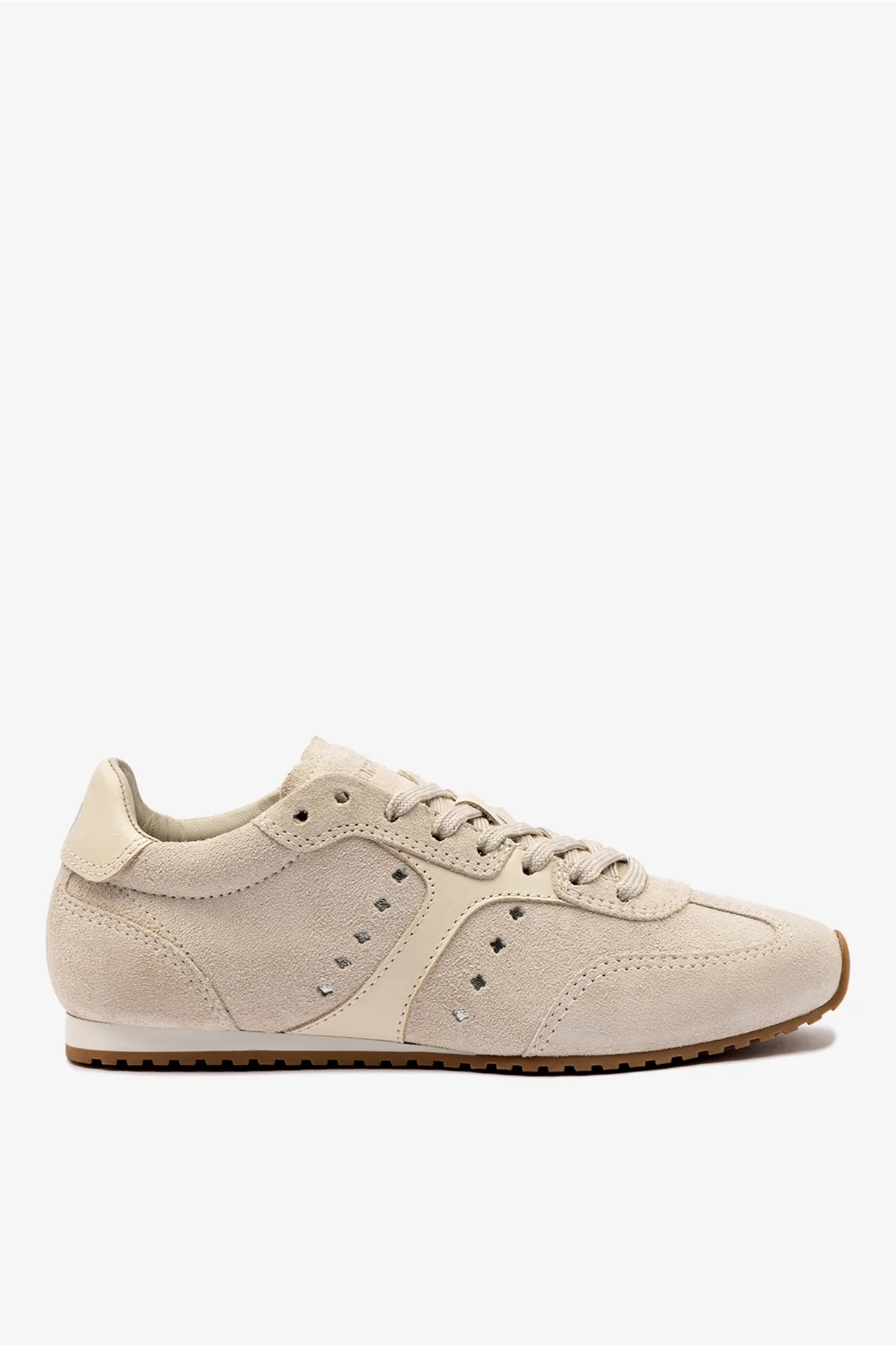 Tênis Stella Camurça Cinza e Couro Off White