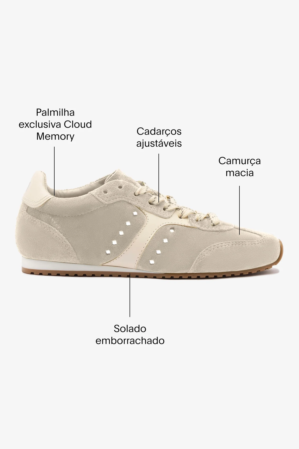 Tênis Stella Camurça Cinza e Couro Off White - Image 5