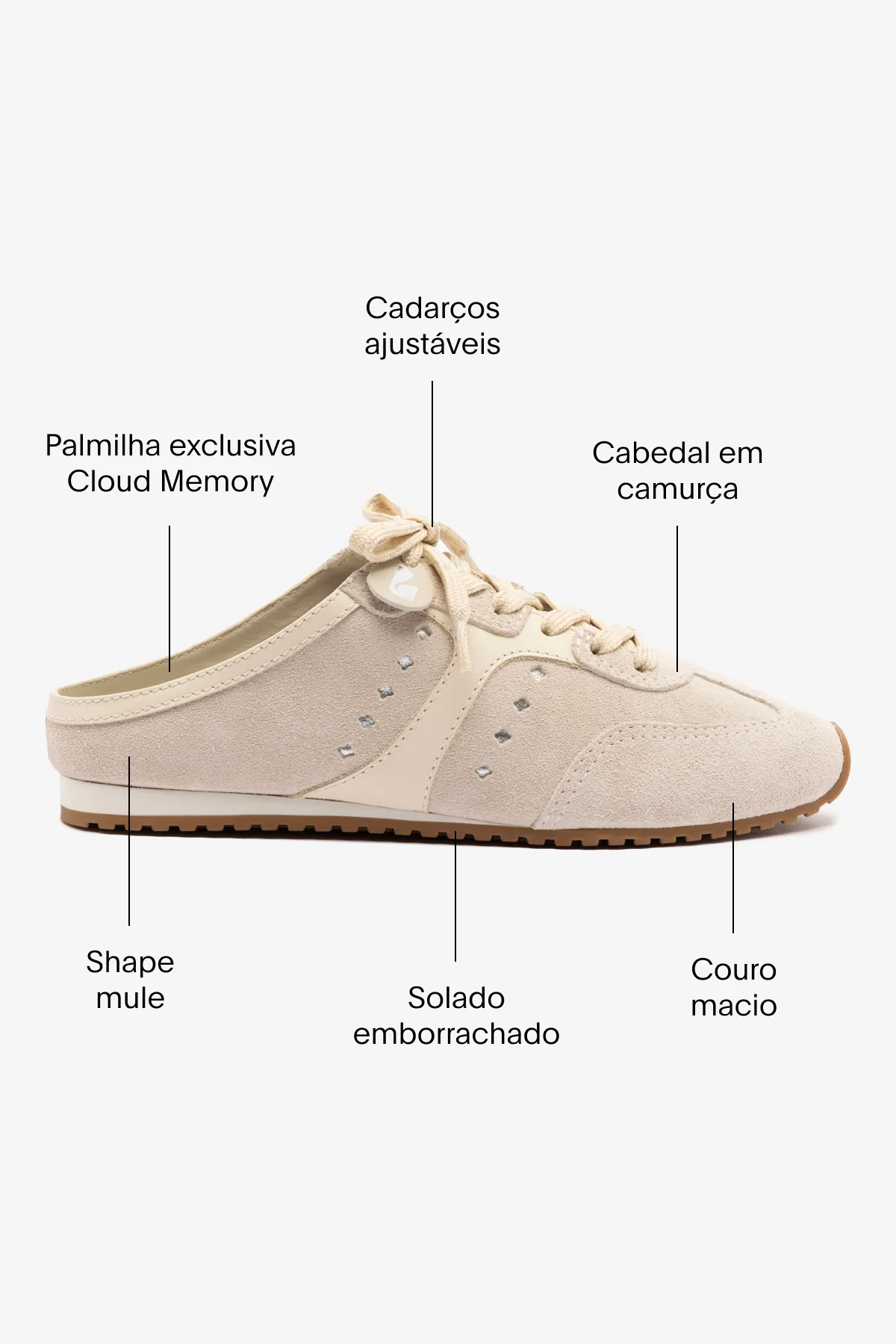 Mule Stella Camurça Cinza e Couro Off White - Image 6