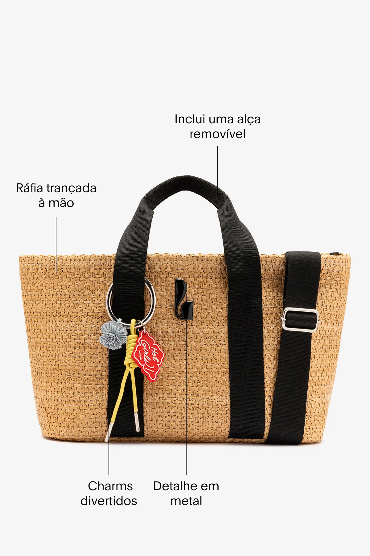 Bolsa Tote Bag Americana Ráfia Bege - Image 5