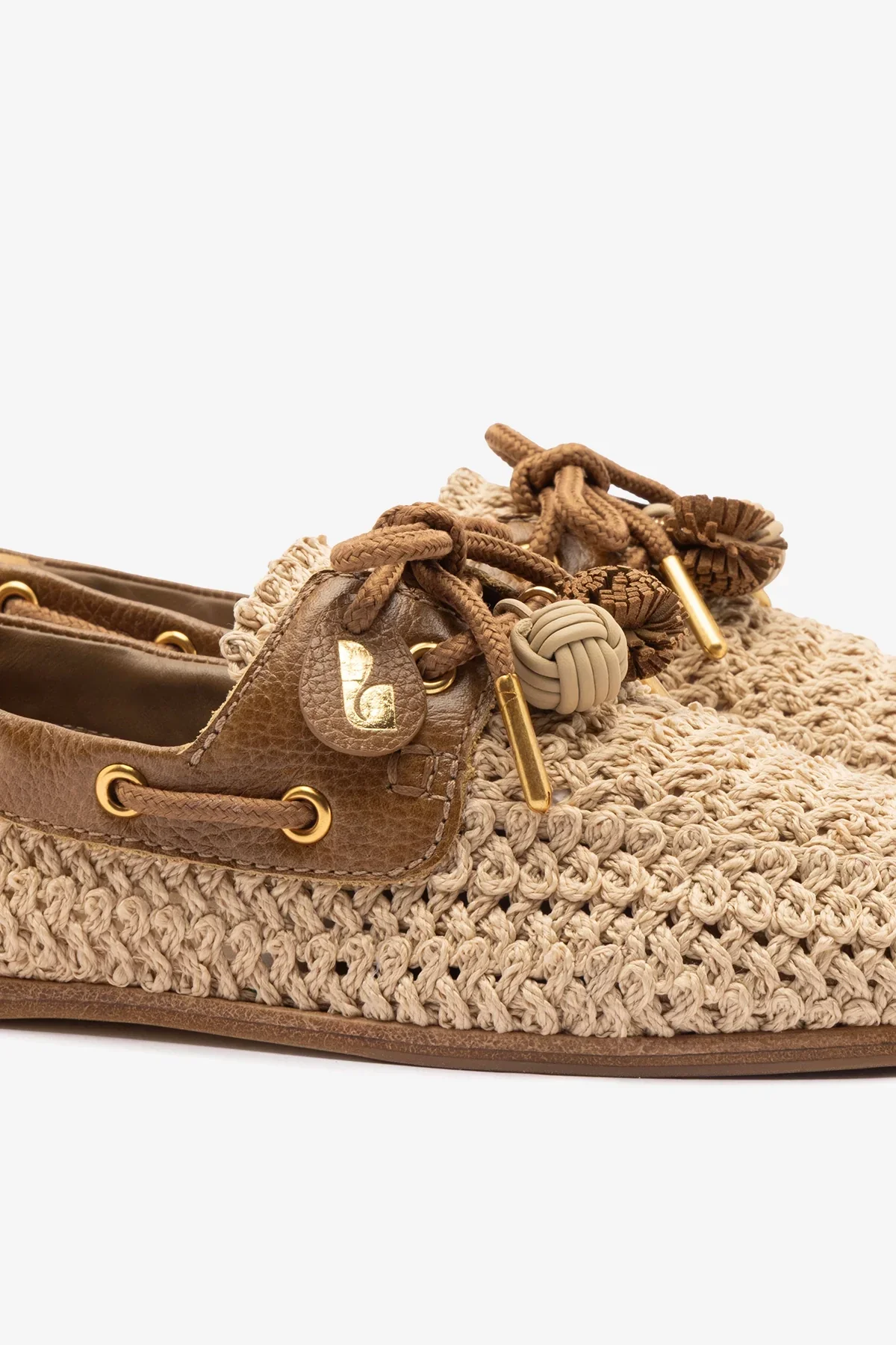Mocassim Boat Shoe Cyprus Crochê Natural e Couro Marrom - Image 4