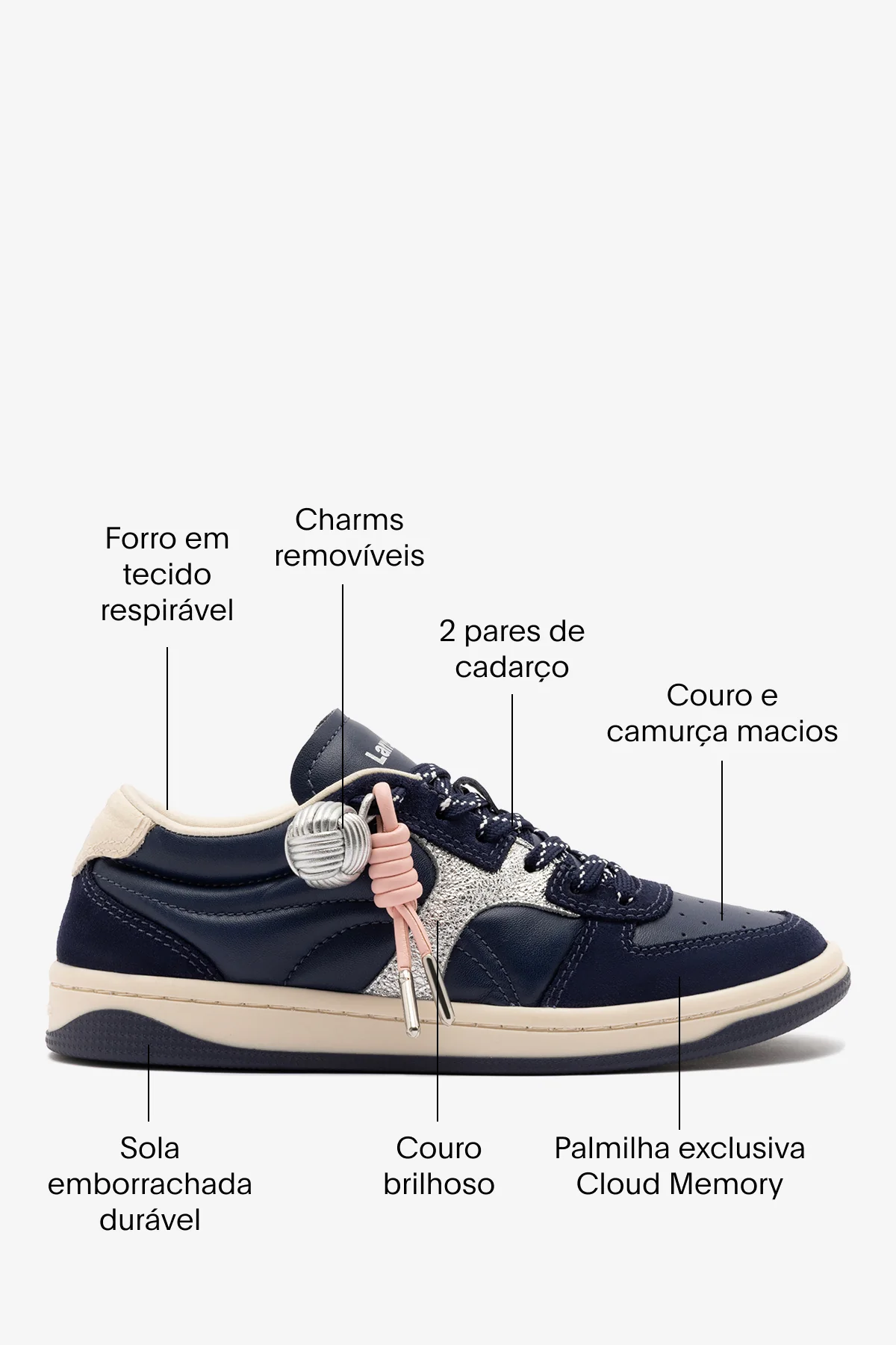 Tênis George Couro Azul, Prateado e Off White - Image 6